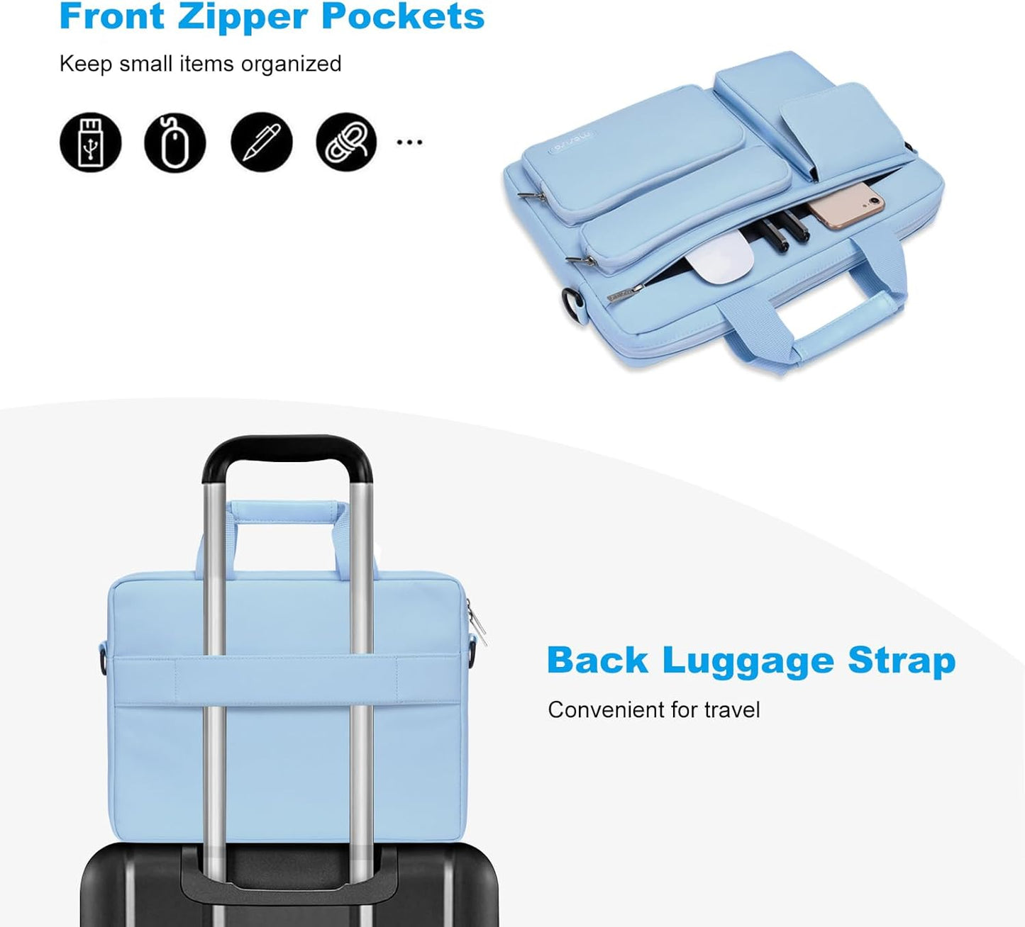 MOSISO Laptop Bag 16 inch, 15-15.6 inch Computer Shoulder Bag Compatible with MacBook Air 15 M4 M3 M2/Pro 16 M4 M3 M2 M1, Notebook &2 Raised&1 Flapover&1 Horizontal Pocket&Handle&Belt, Navy Blue