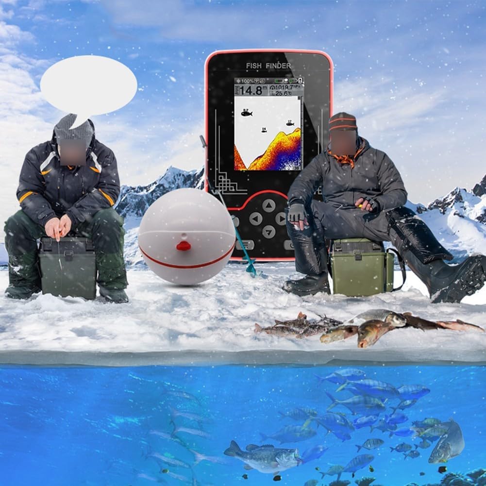 Wireless Fish Finder 60m Depth Detection Real-Time Sonar Anti Interference 433MHz 105° Sonar Angle Color Screen Metric British Units Rechargeable for Anglers Boats Ice Fishing