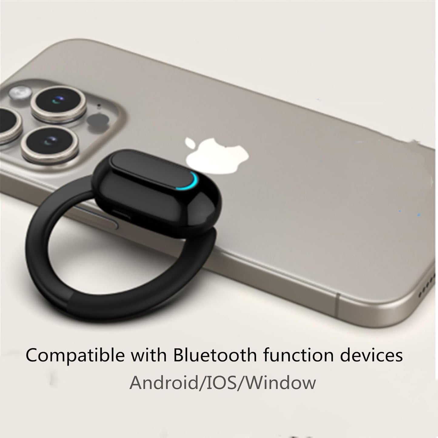 Open Ear Headphone,5.3 Bluetooth Headset for Cell Phones Wireless Earpiece Single Headset 15Hrs Talking with Noise Cancelling Mic Handsfree Earbud for iPhone Android Laptop Trucker Driver(Black)