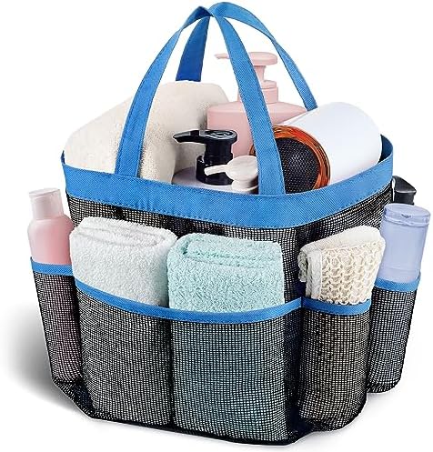 Attmu Mesh Shower Caddy Portable for College Dorm Room Essentials with 8 Pockets, Hanging Shower Caddy Basket Tote Bag Toiletry Accessories for Bathroom
