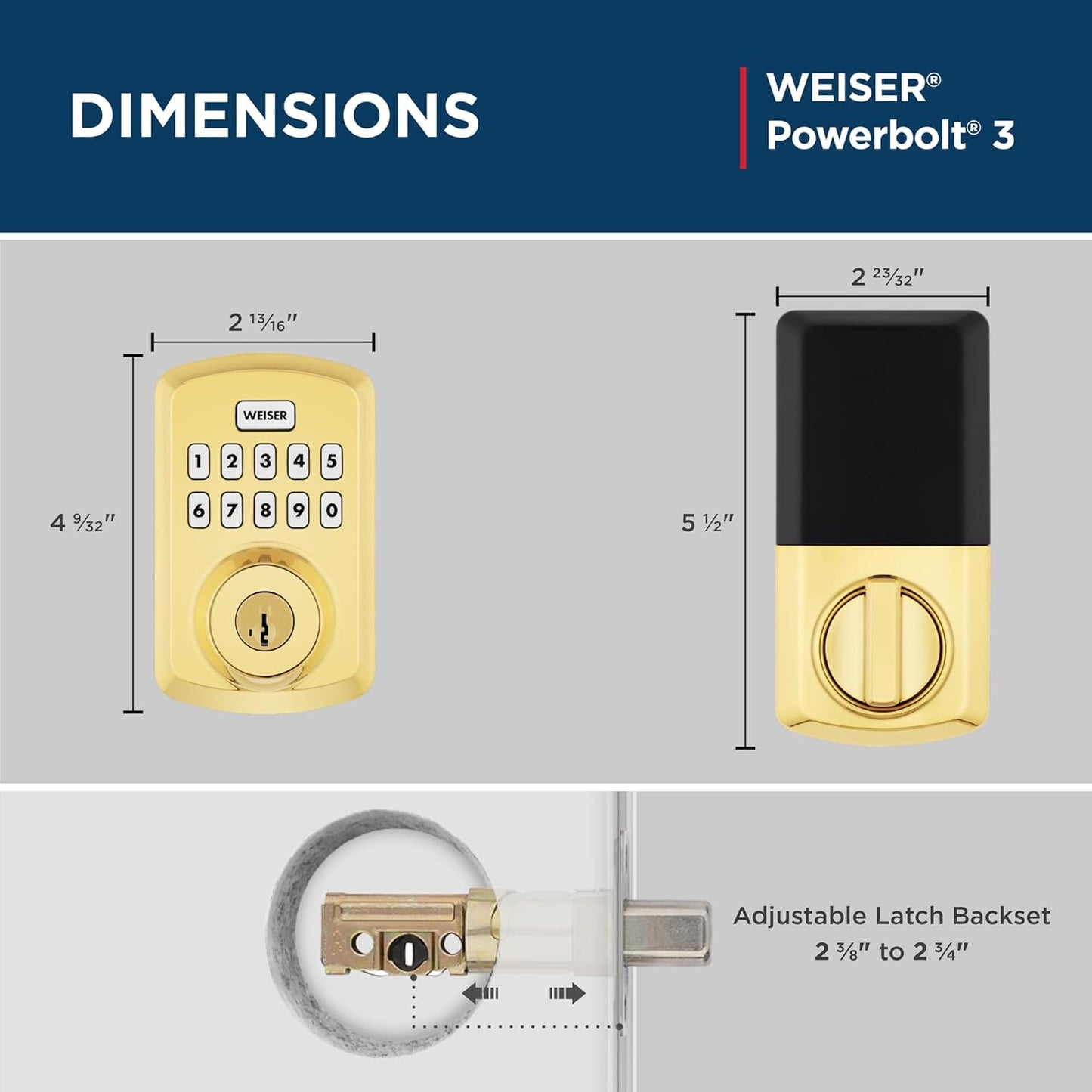 Weiser Powerbolt 3 Matte Black Keyless Entry Door Lock/Deadbolt Lock, 10-Button Keypad Door Lock with Auto Lock and 12-Month Battery Life, Electronic Door Locks for Front Door, Home Décor