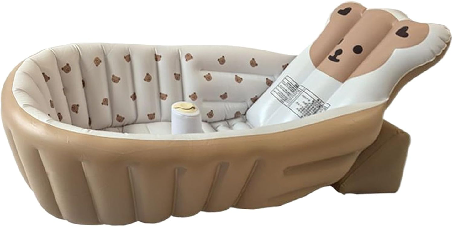 Baby Tubs - Inflatable Toddler Shower Tub - Adjustable Foldable Bathing Support Seat Bathroom Accessories for Beach Pool Outdoor Camping Travel