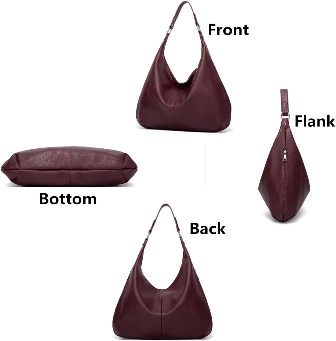 Ashioup Hobo Bags for Women Soft PU Leather Shoulder Bag Vintage Slouchy Handbag with Zipper