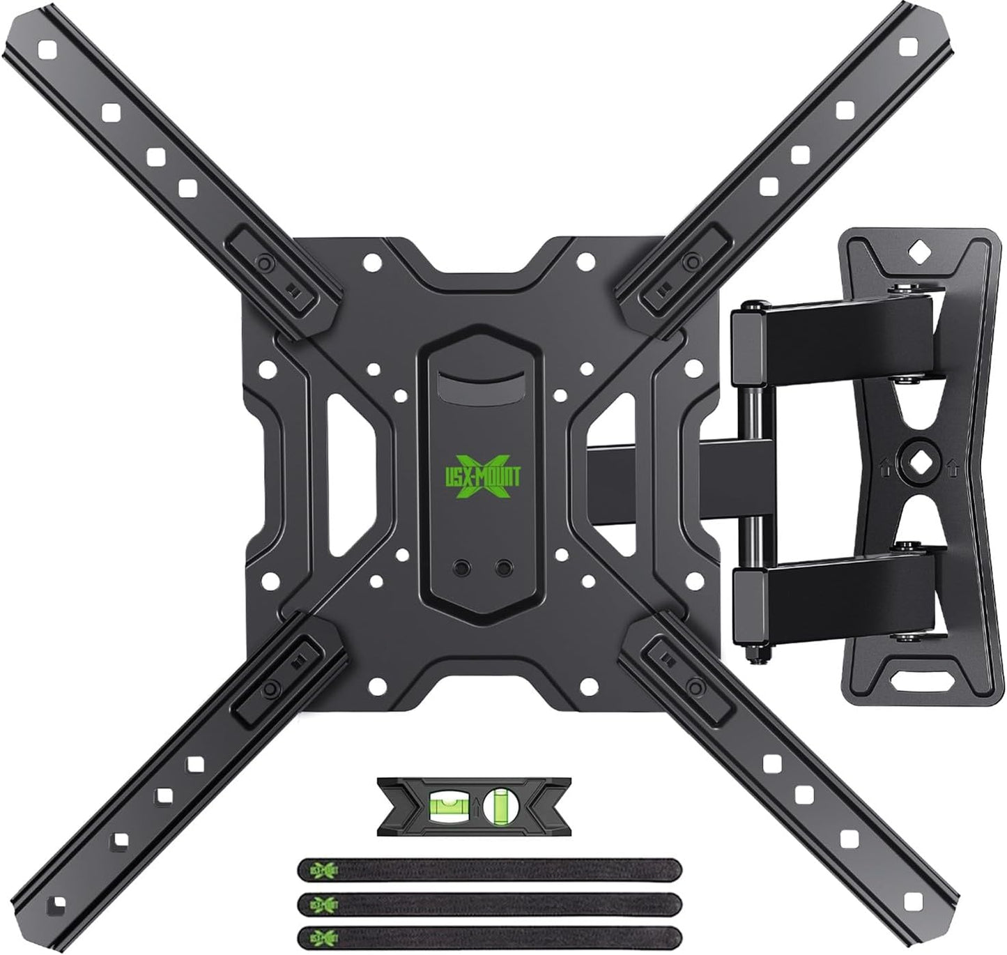 USX MOUNT Full Motion TV Wall Mount for 26-55 Inch TVs up to 77 Lbs, Articulating TV Mount with Perfect Center Design, Single Stud Wall Mount TV Bracket, Max VESA 400x400mm