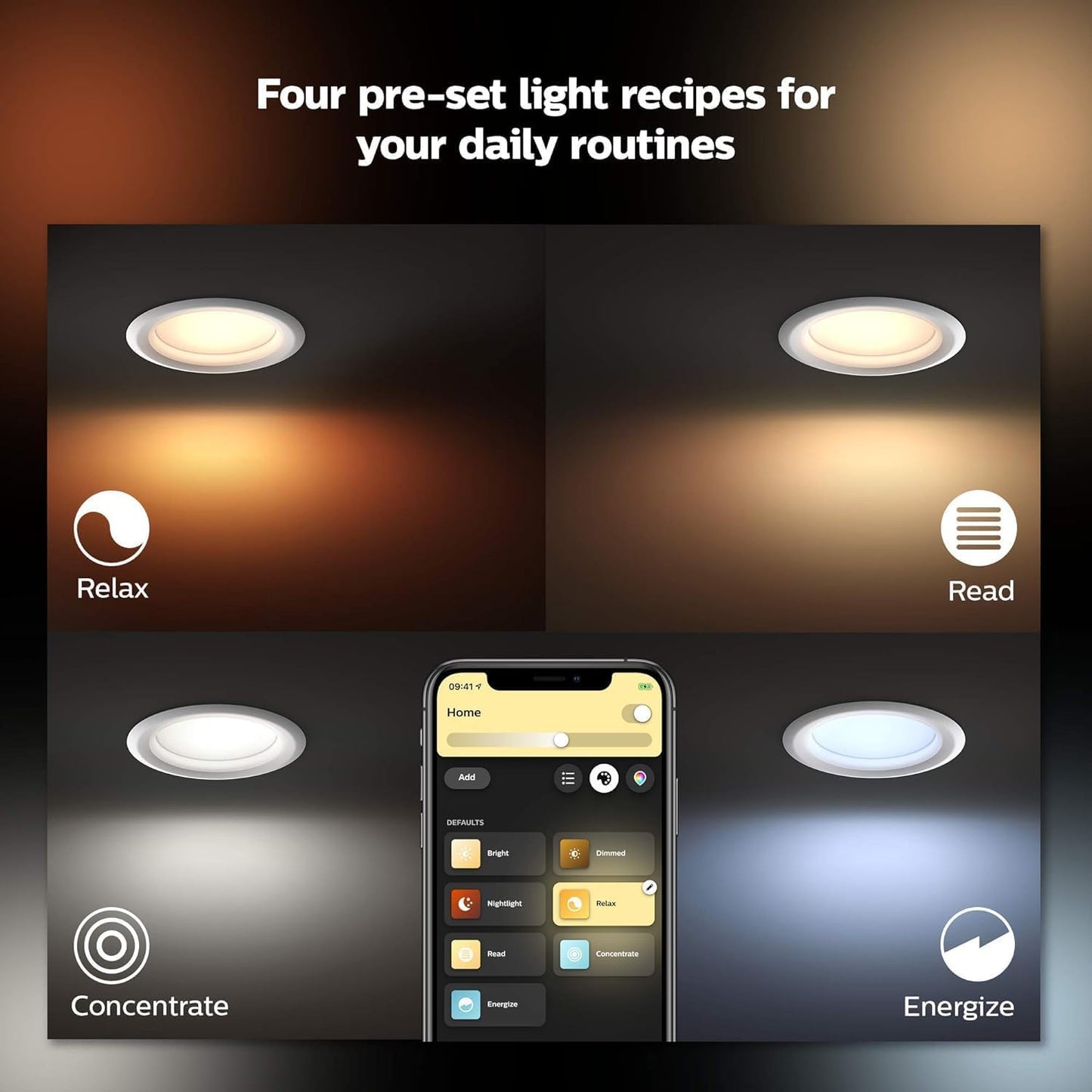 Philips Hue White & Color Ambiance 4" Smart LED Retrofit Can Downlight, Color Changing, Bluetooth & Zigbee Compatible (Hue Hub Optional), Smart Ceiling Lighting