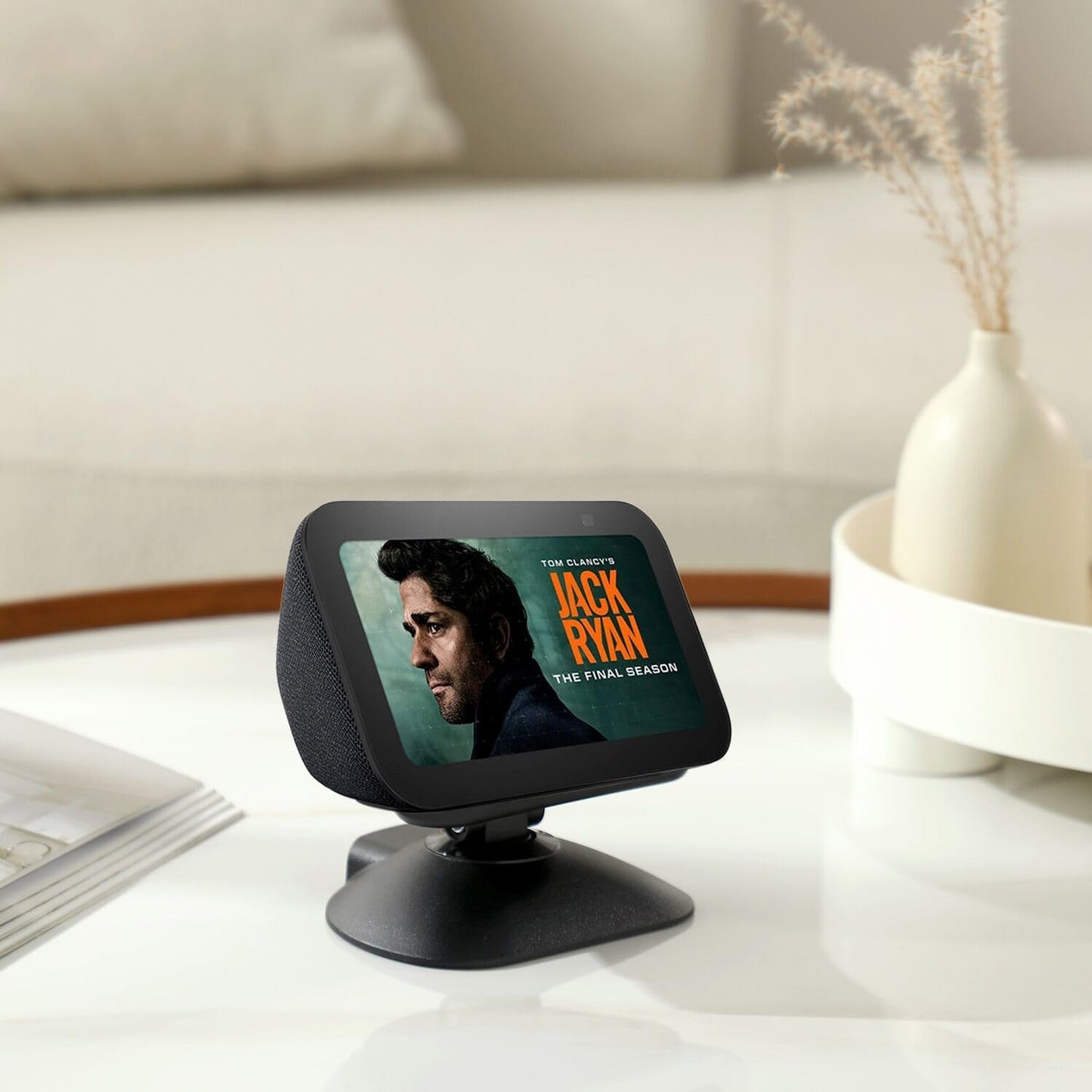 Dianves Adjustable Stand for Echo Show 5 (3rd Gen), Tilt + Swivel Stand Multi Angle Rotation Magnetic Anti-Slip Base for Show 5,Rotatable All Around Compatible with Mobile Phones (White)