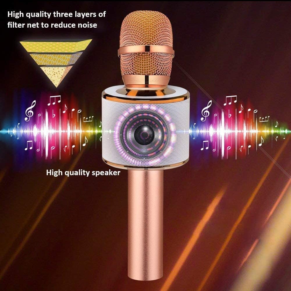 BONAOK Wireless Bluetooth Karaoke Microphone,3-in-1 Portable Instrument Wireless Microphone Mic Speaker Machine Home Party Birthday for All Smartphones(Black)