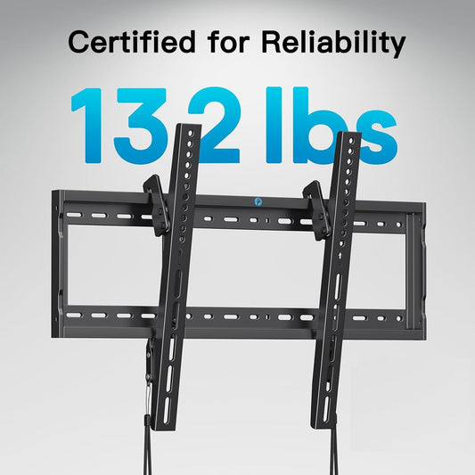 Pipishell Tilt TV Wall Mount Bracket Low Profile for Most 37-75 Inch LED LCD OLED Plasma Flat Curved TVs, Large Tilting Mount Fits 16"-24" Wood Studs Max VESA 600x400mm Holds up to 132lbs - PuriLite