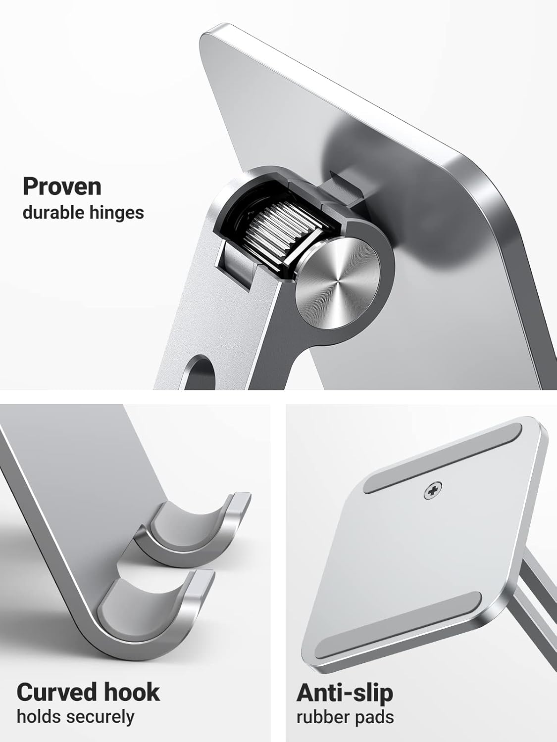 UGREEN Tablet Stand for Desk, Aluminum Stand for iPad Extended Height, Adjustable Foldable Portable Desktop Stand Holder for iPad Pro 12.9 11 9.7 10.5 iPad Air Mini Galaxy Surface iPhone 14 Pro, Grey