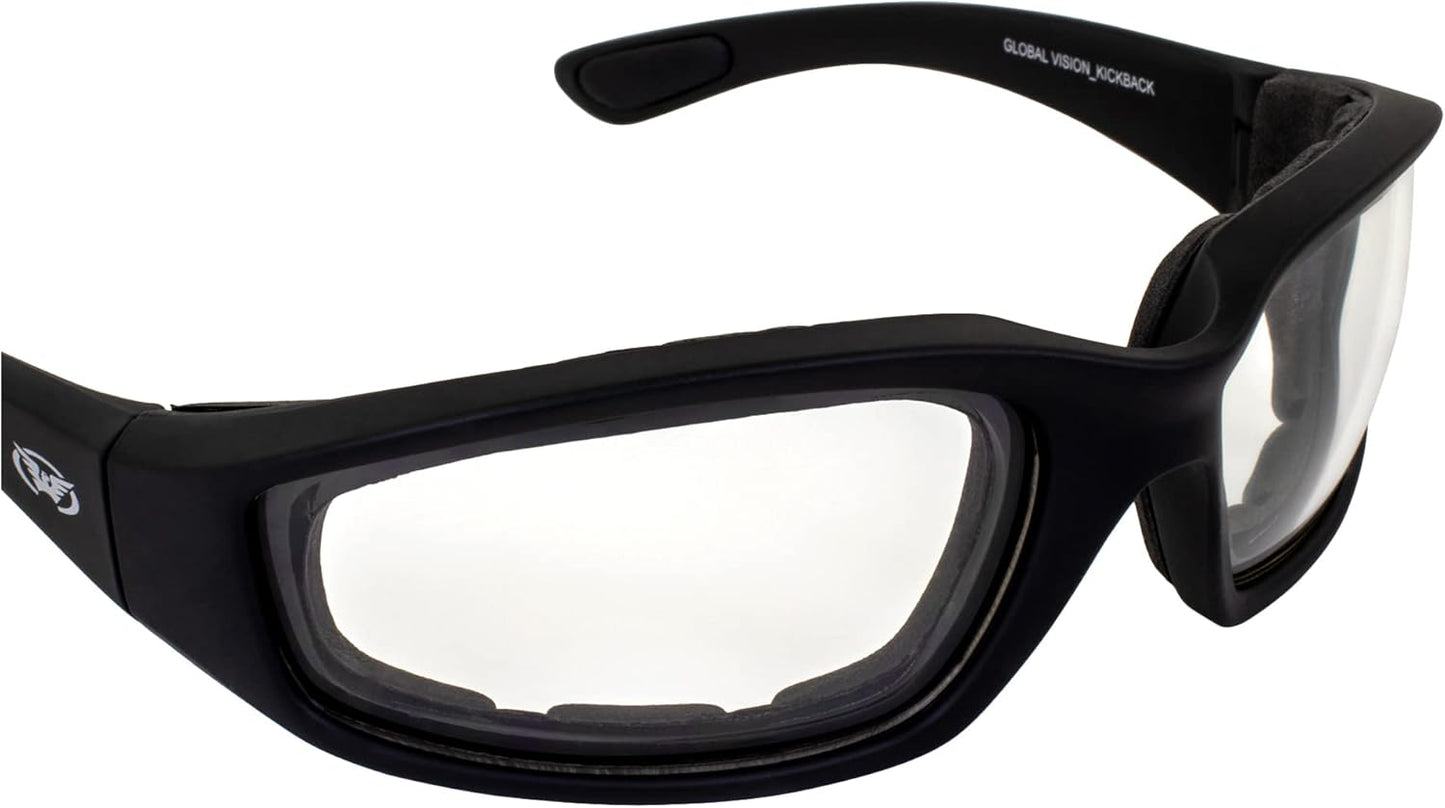 Global Vision Eyewear Kickback Sunglasses with Ethylene Vinyl Acetate Foam, Clear Lens