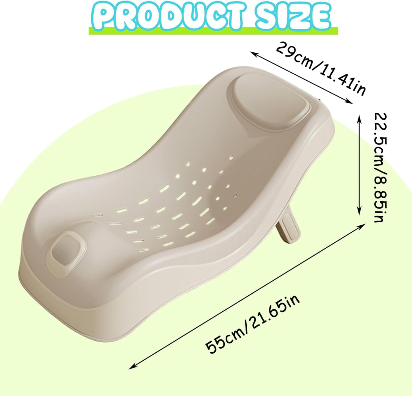 Baby Sink Bath, Adjustable Height Ergonomic Baby Bath Support with Temperature Reminder & Drainage Hole, Foldable Portable Infant Bathtub with Hook for Home Travel, Green, Sink Bather for