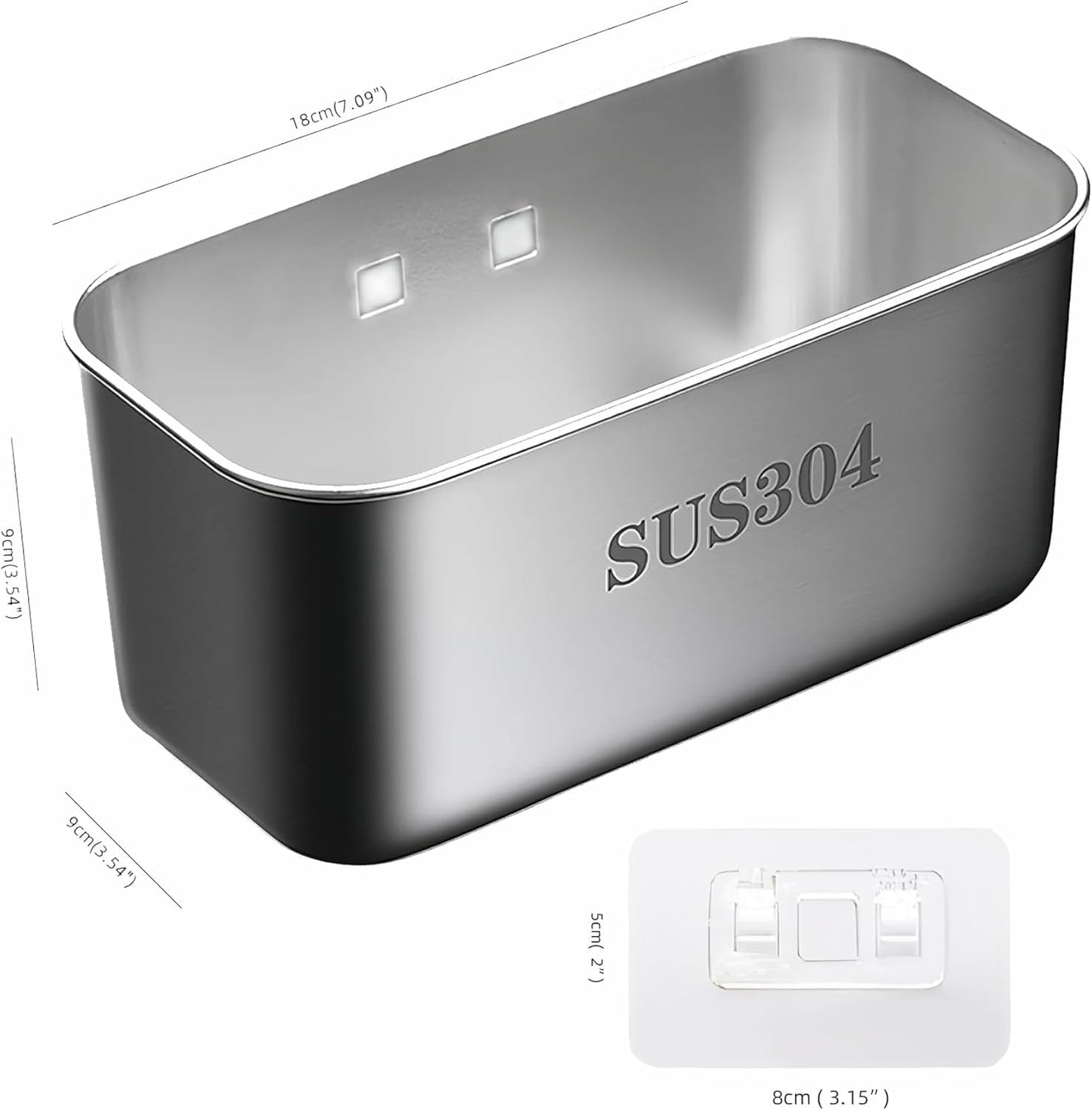 Kitchen Sink Strainer Basket, Organizer & Filter – 304 Stainless Steel Basket for Sponge Holder, Filtering Food Waste, Washing & Draining Fruits and Vegetables