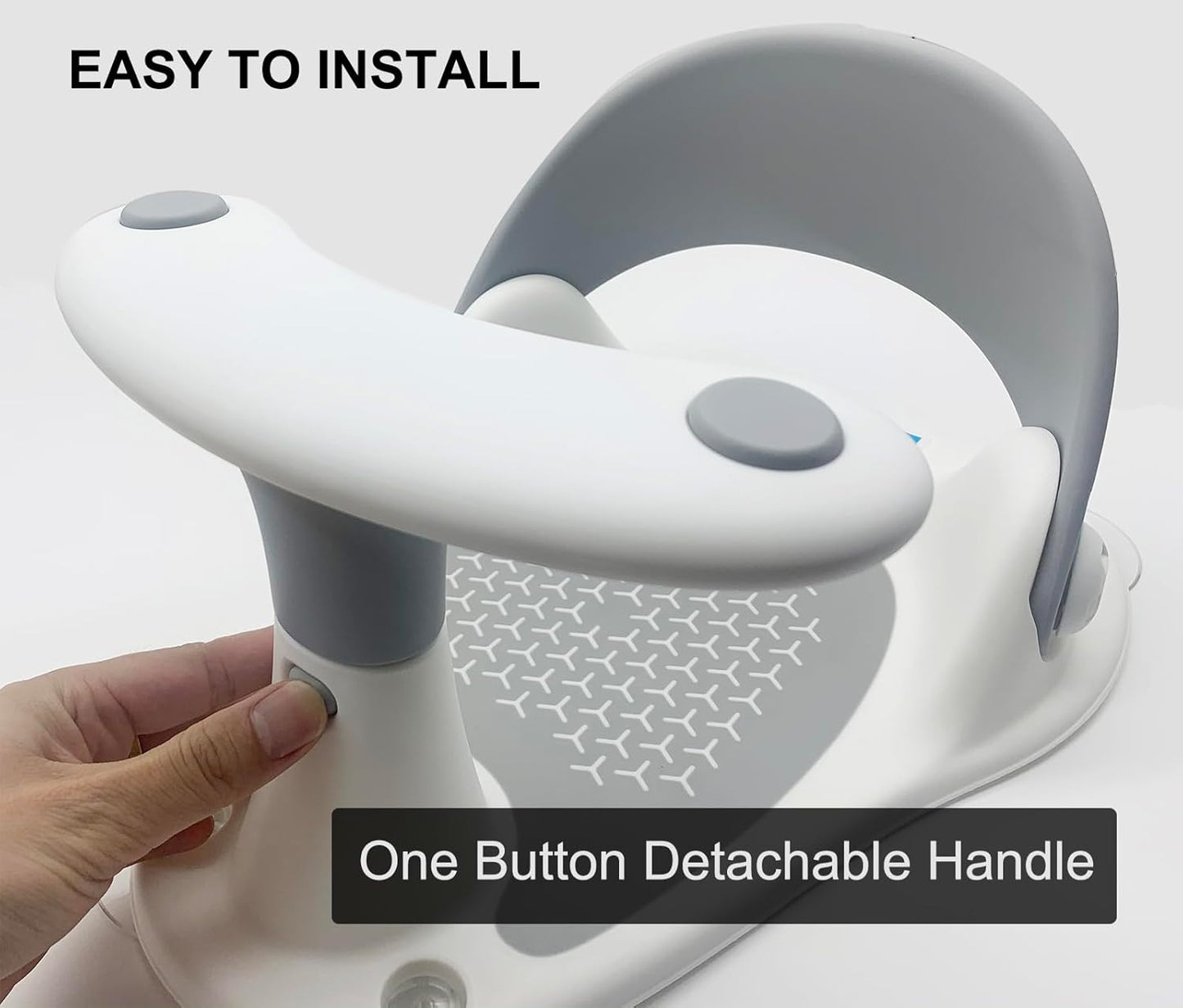 Baby Bath Seat, Portable Babies Bathtub Seat Bath Shower Chair with 4 Secure Suction Cups Water Thermometer Non–Slip Soft Mat, Bath Chair for Baby 6-36 Months, (Grey)
