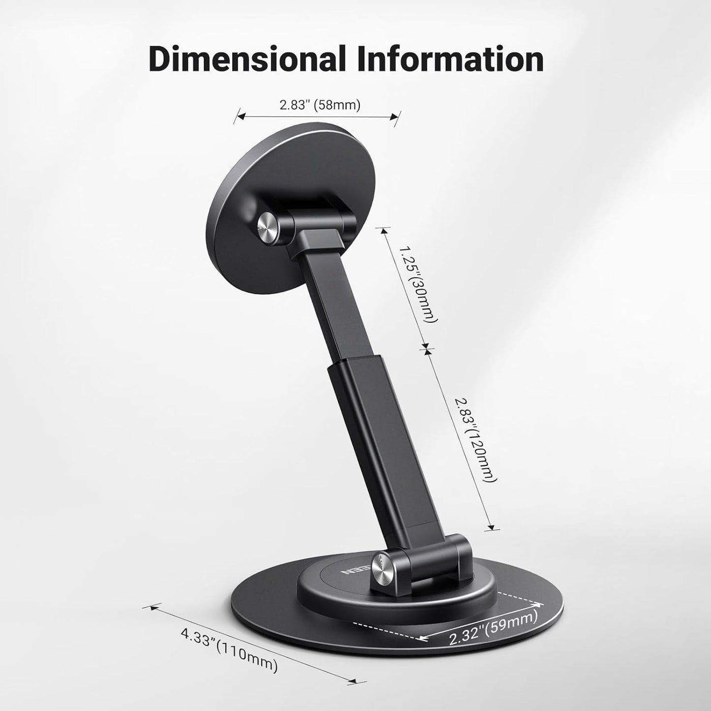 UGREEN Magsafe Phone Stand Magnetic Holder for Desk 360° Rotating Adjustable Height Foldable Portable Travel Mount Metal Ring Compatible with iPhone 16 15 Pro Max 14 13 12,Galaxy S24 Ultra S23