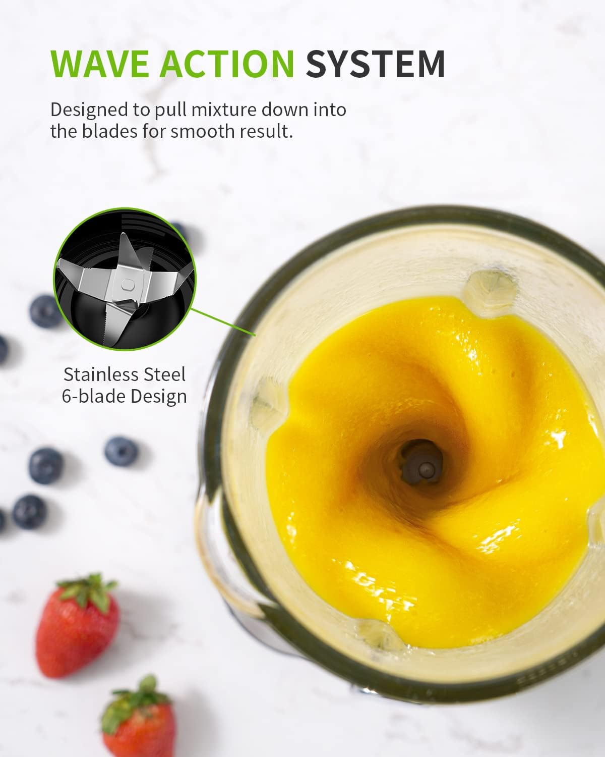 SHARDOR 1200W Blender for Smoothies, Countertop Blender Combo, 52oz Glass Jar, 22oz Travel Cup, 3 Adjustable Speed for Frozen Fruit Drinks, Smoothies, Sauces, Shakes, Silver