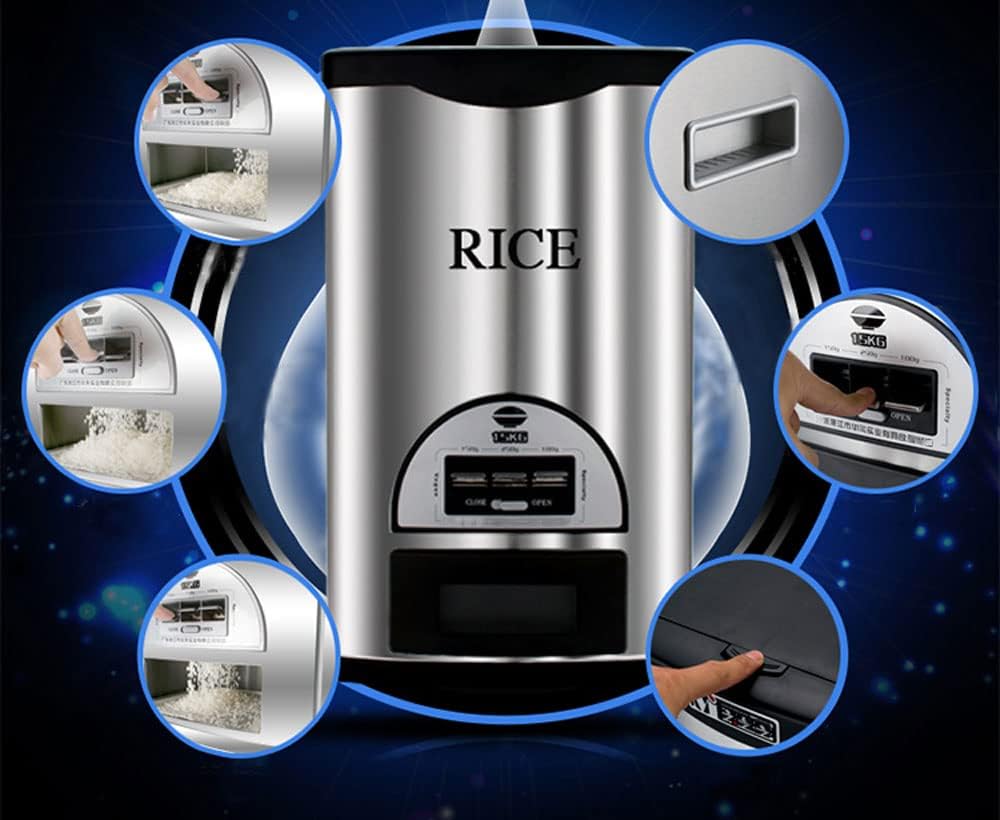 Rice Tank Rice Storage Rice Storage Container Stainless Steel 25/33/45/55/66LB Sealed Grain Rice Cabinet Rice Storage Bucket (Black 20kg)