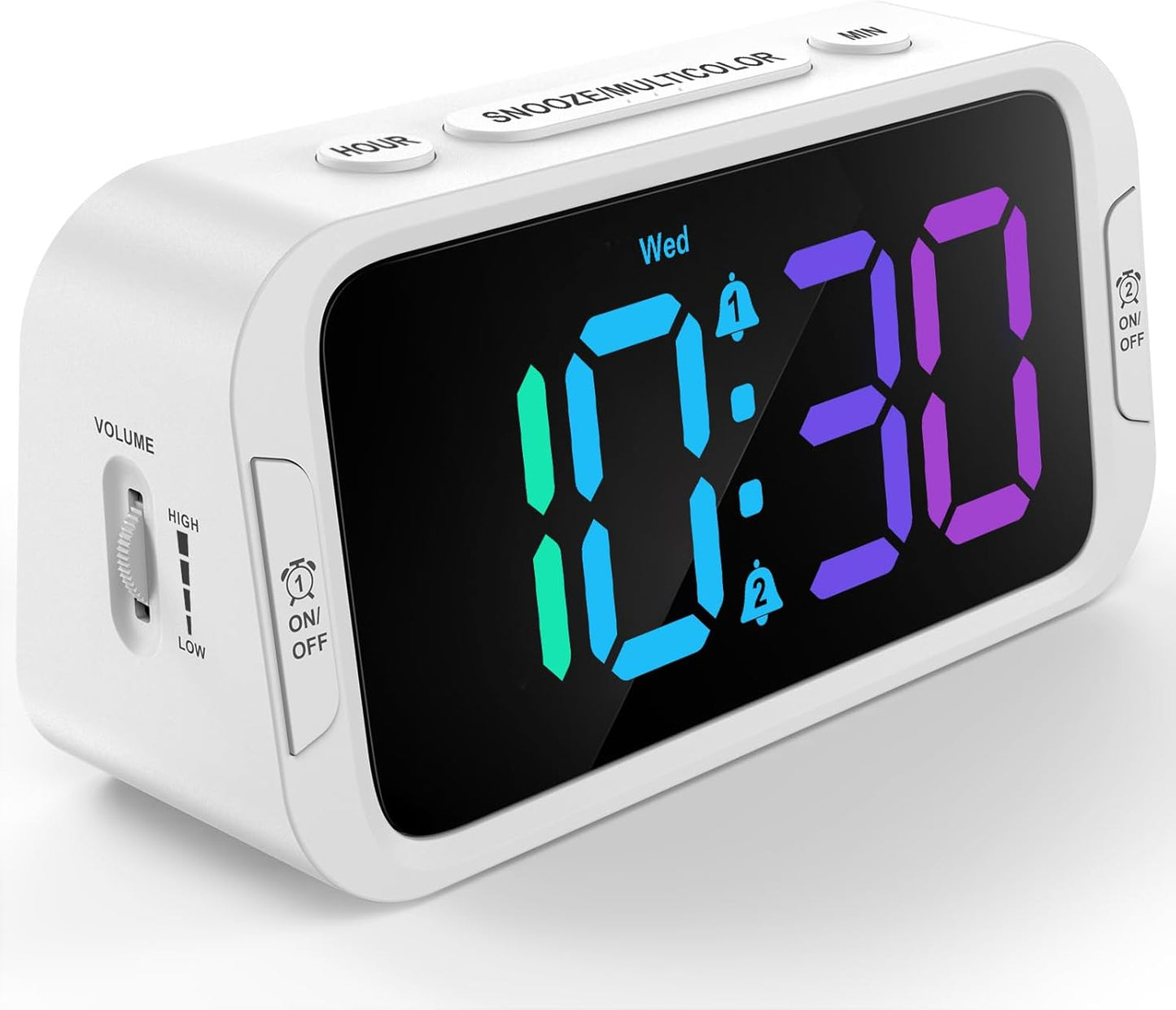 Odokee Digital Dual Alarm Clock for Bedroom, Easy to Set, 0-100% Dimmer, USB Charger, 5 Sounds Adjustable Volume, Weekday/Weekend Mode, Snooze, 12/24Hr, Battery Backup, Compact Clock for Bedside(Blue)