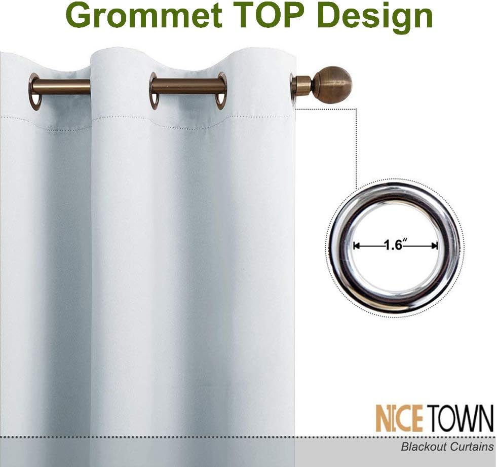 NICETOWN Blackout Curtains 2 Panels for Bedroom- Thermal Insulated Grommet Blackout Curtains 63 Inches Long for Living Room/Kitchen Rideaux occultants (2 Panels, W42 x L63 -Inch,Grey) - PuriLite