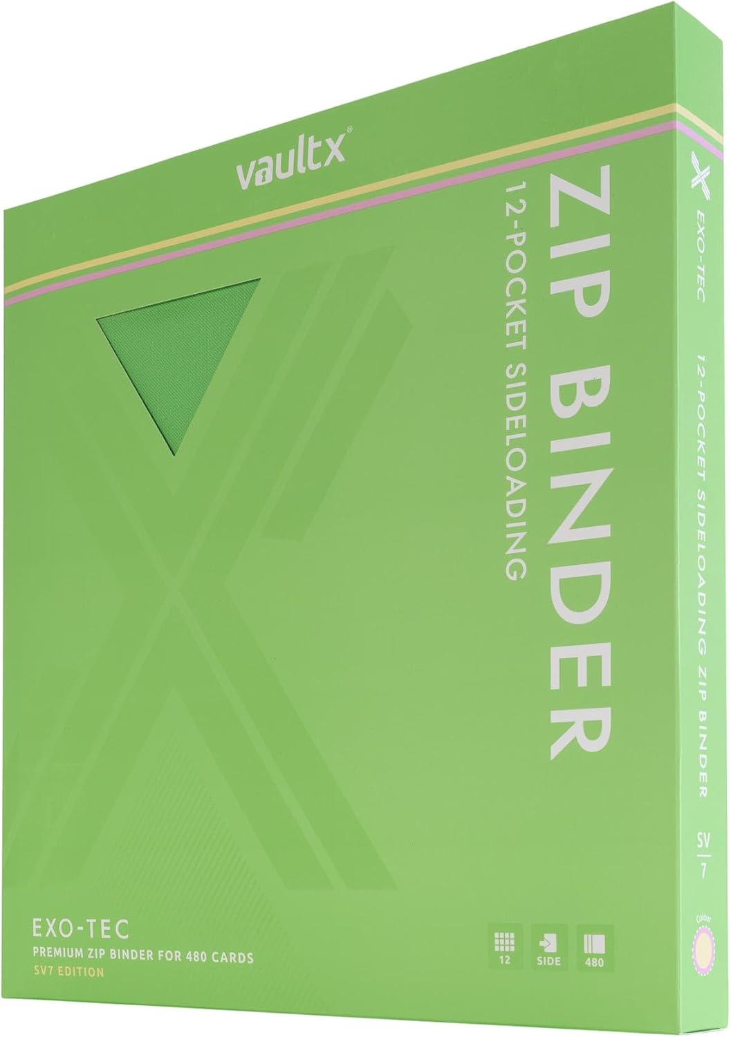 Vault X 12 Pocket Trading Card Zip Binder, 480 Cards, Compatible with Pokemon Scarlet & Violet Set, Exo-Tec Album Material, 20 Side-Loading Pages, Folder for Collectible TCG (SV1)