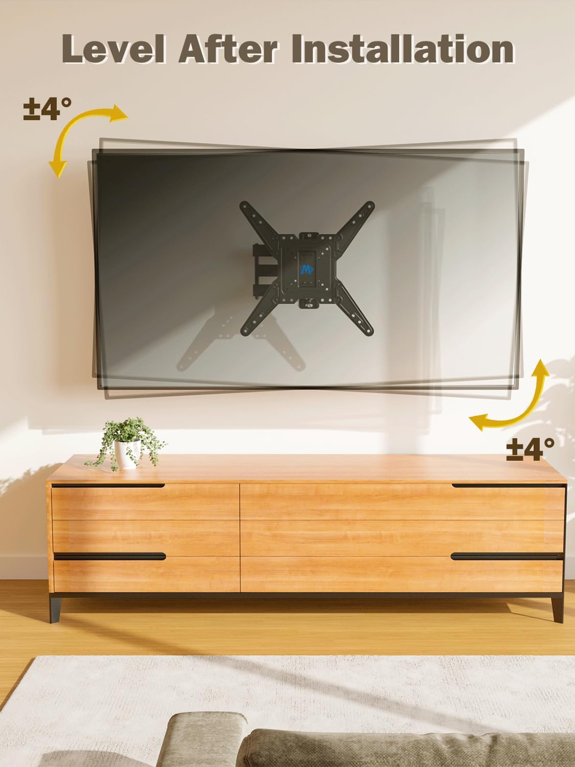 Mounting Dream TV Mount for Most 26-55 Inch TVs, Full Motion TV Wall Mount with Perfect Center Design on Single Stud Articulating Mount Max VESA 400x400mm up to 77 LBS, MD2413-MX