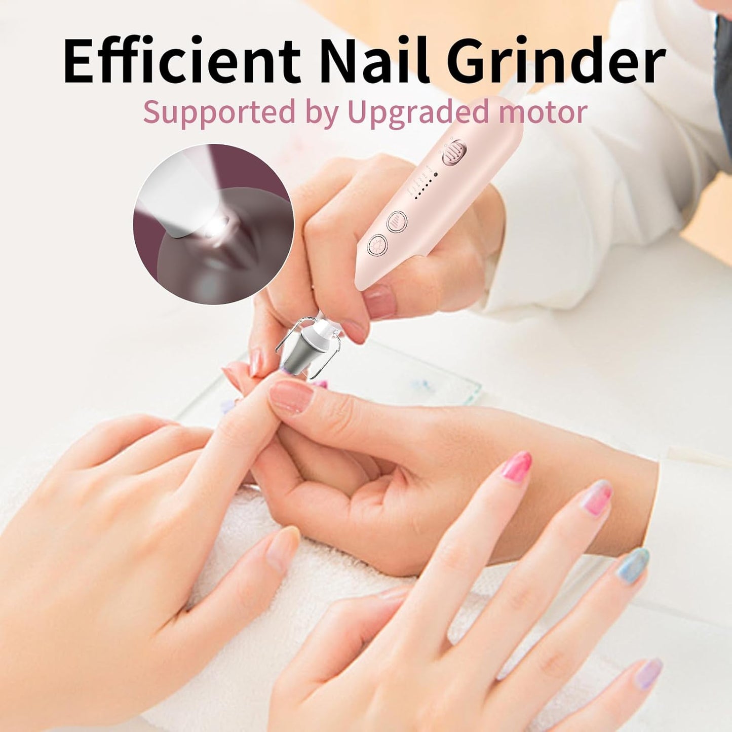 Professional Manicure Pedicure Kit, Cordless Electric Nail File Set, Rechargeable Pedicure Tools for feet, 5 Speeds Hand Foot Care Nail Drill for Thick Nail Toenail Cuticle Women Men Baby Pets