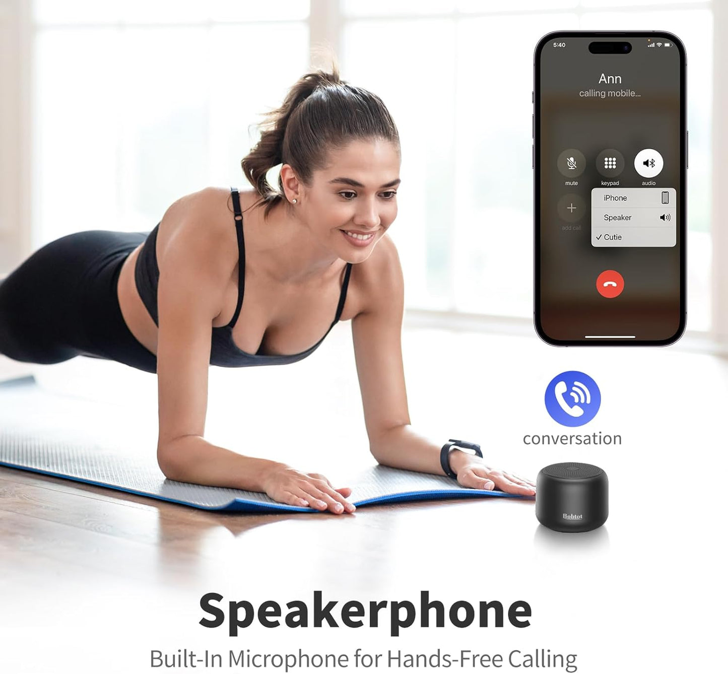 Bobtot Portable Bluetooth Speakers with Strap Easy to Carry, Wireless IPX5 Waterproof Mini Speaker with Loud Stereo Sound, 20 Hours Playtime, Rechargeable Battery, Built-in Microphone (Green)