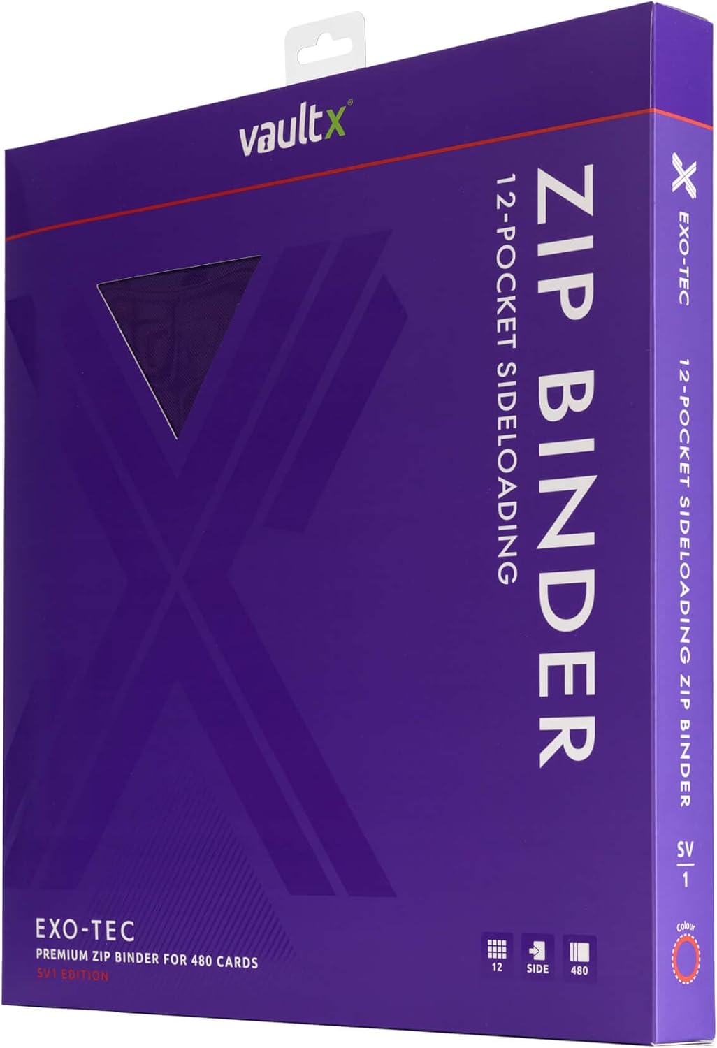 Vault X 12 Pocket Trading Card Zip Binder, 480 Cards, Compatible with Pokemon Scarlet & Violet Set, Exo-Tec Album Material, 20 Side-Loading Pages, Folder for Collectible TCG (SV1)