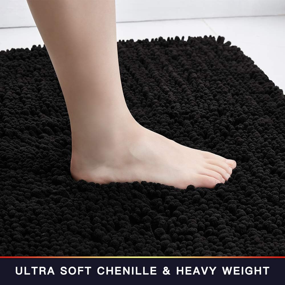Walensee Bathroom Rug Non Slip Bath Mat (24x17 Inch Blush) Water Absorbent Super Soft Shaggy Chenille Machine Washable Dry Extra Thick Perfect Absorbant Best Small Plush Carpet for Shower Floor