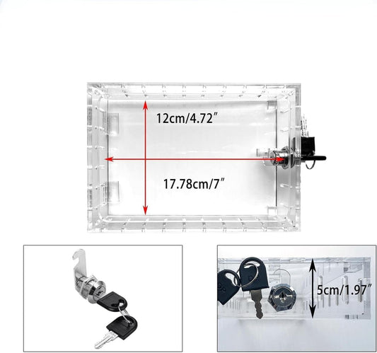 Thermostat Lock Box with Key,Universal Clear Thermostat Cover,Acrylic Wall Mounted Guard Box,for Wall,Restaurants,Wall AC Panel,Fits 7.8" H x 4.7" W x 2.2" D or Smaller - PuriLite