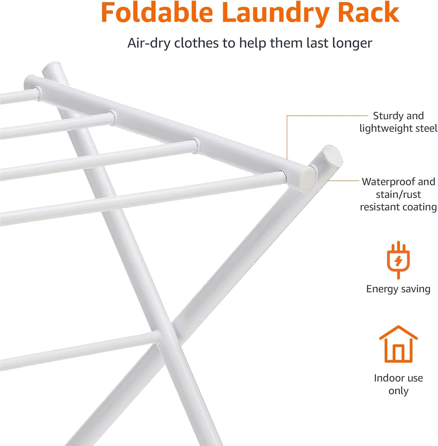 Foldable Portable Laundry Drying Rack for Indoor Air Drying Clothing, 29.4 x 14.8 x 41.9 inches (LxWxH), Chrome Silver