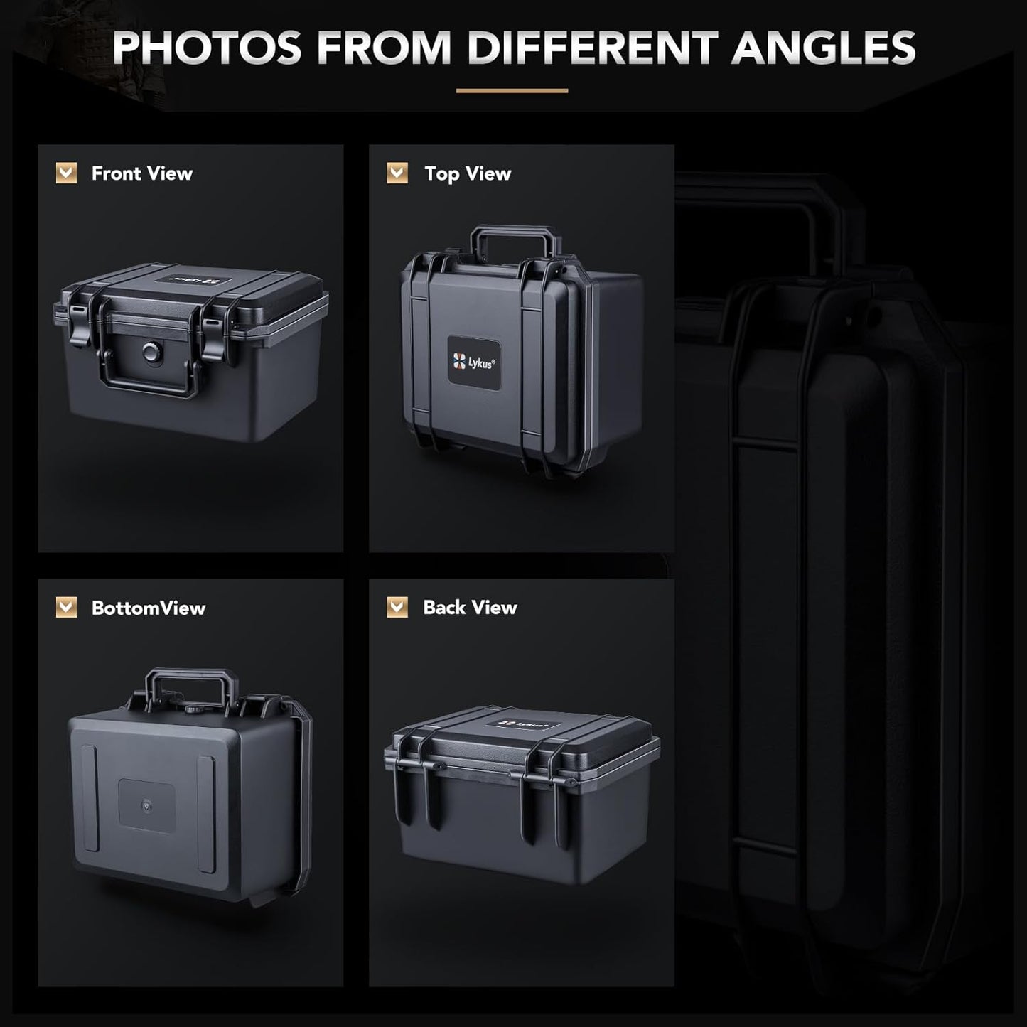 Lykus HC-2710 Portable Waterproof Hard Case with Foam, Camera Case with Customizable Fit Foam,Fit use of Drones,Camera, Equipments, Interior Size 27x16x8 cm