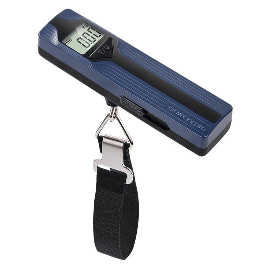 travel inspira Luggage Scale Battery-Free, Travel Essentials, Portable Handheld Digital Suitcase Weight Scale for for Travel Accessories, 110lbs/50kg (Dark Blue)