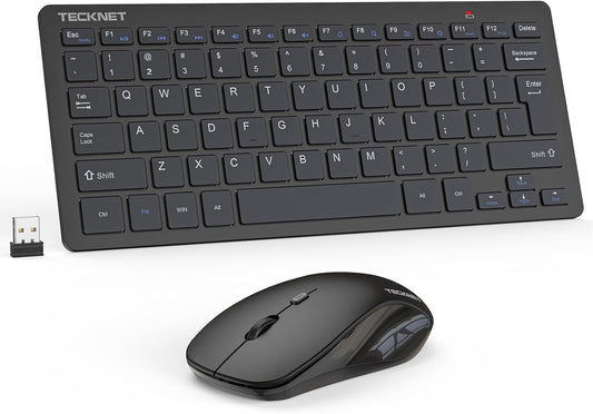 TECKNET Keyboard and Mouse Wireless - Compact 2.4GHz Wireless Keyboard and Mouse Combo with Adjustable DPI, Ultra-Quiet Clicks, Lag-Free Performance for Computer, Laptop, PC, Windows, Mac, Chrome OS