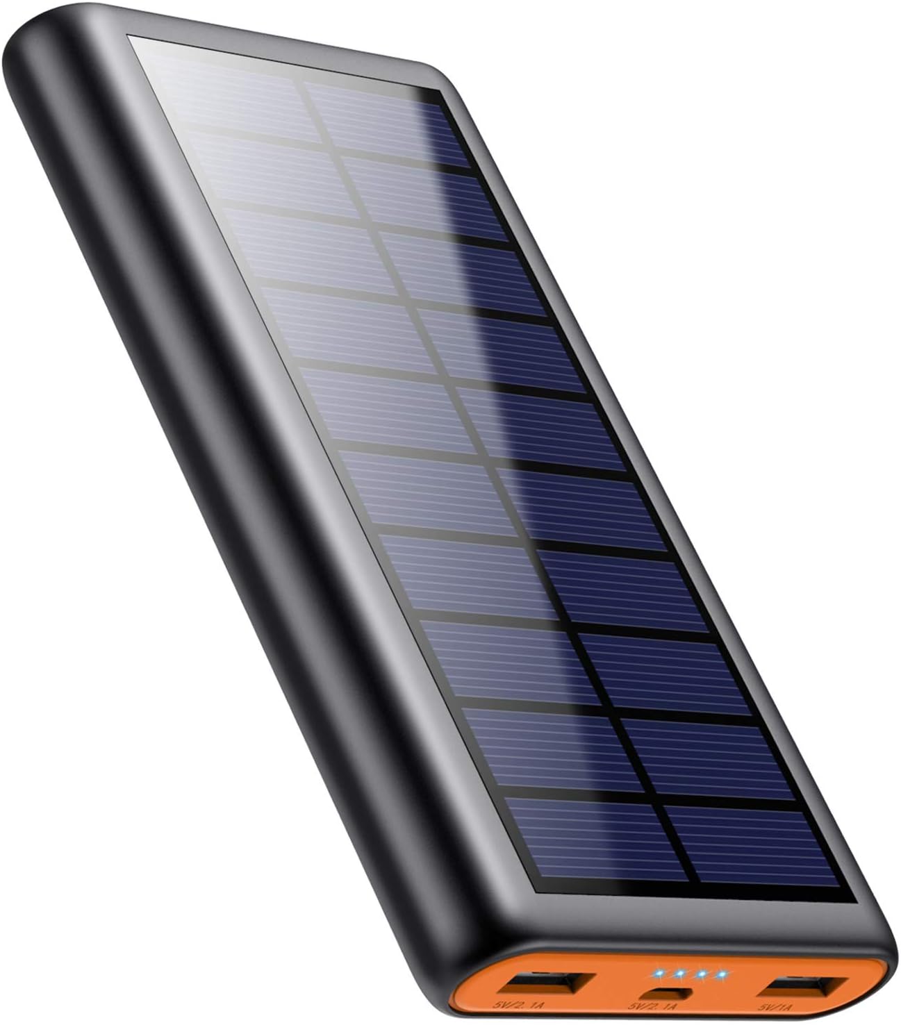 Solar Charger,26800mAh Solar Battery Power Bank Portable Panel Charger with LEDs and 2 USB Output Ports External Battery Pack for Camping Outdoor for Smartphone, Tablet and Android Cellphone