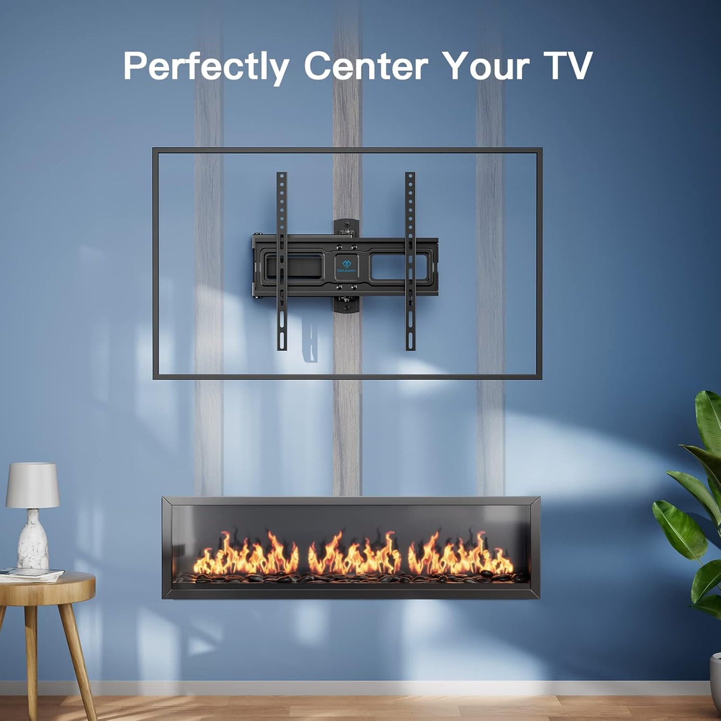 PERLESMITH Full Motion TV Wall Mount for 26-55 inch Flat Curved Screen TV up to 70lbs, Corner TV Wall Mount TV Bracket with Articulating Arm Swivel Extension Tilt, TV Mount MAX VESA 400x400mm, PSMFK7