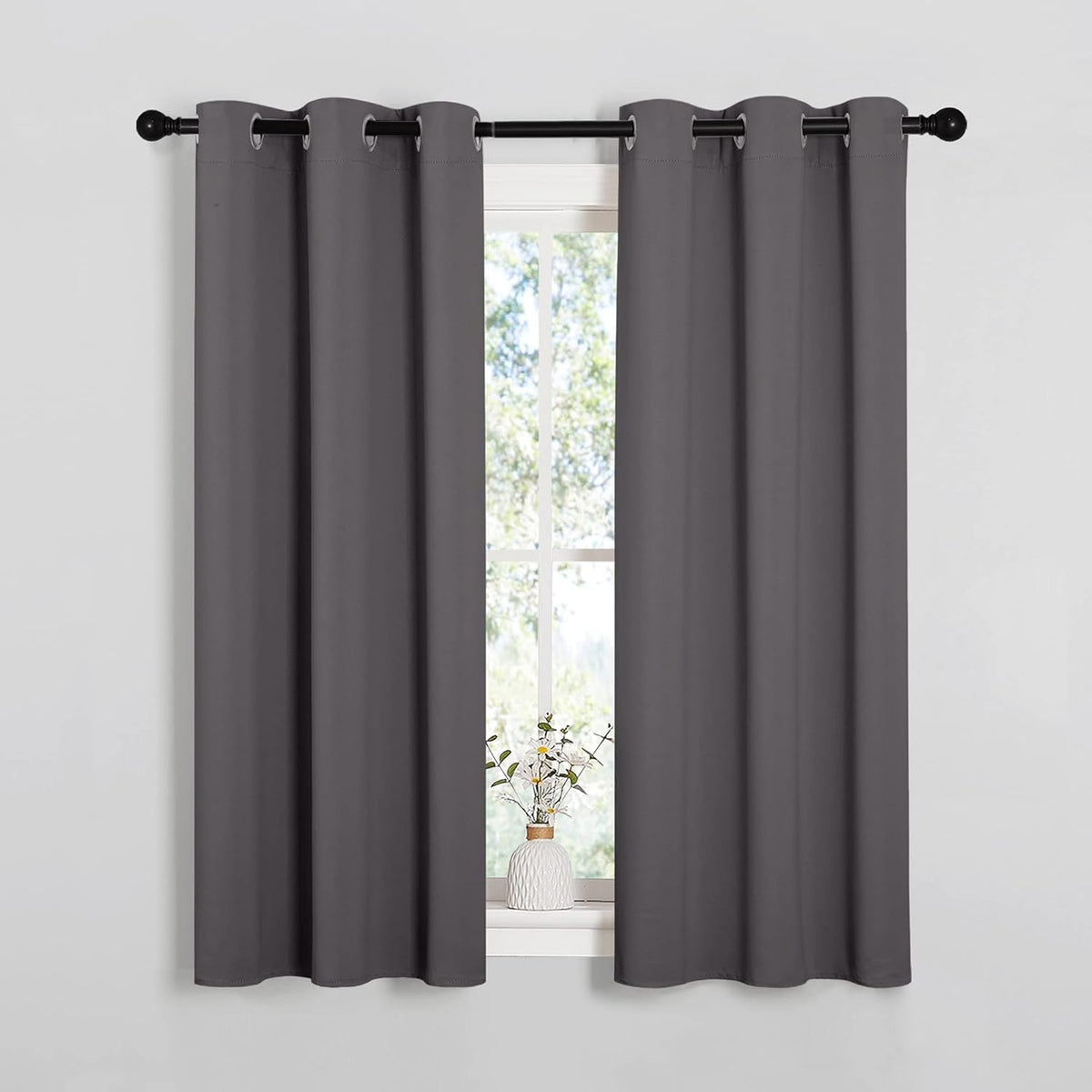 NICETOWN Blackout Curtains 2 Panels for Bedroom- Thermal Insulated Grommet Blackout Curtains 63 Inches Long for Living Room/Kitchen Rideaux occultants (2 Panels, W42 x L63 -Inch,Grey) - PuriLite