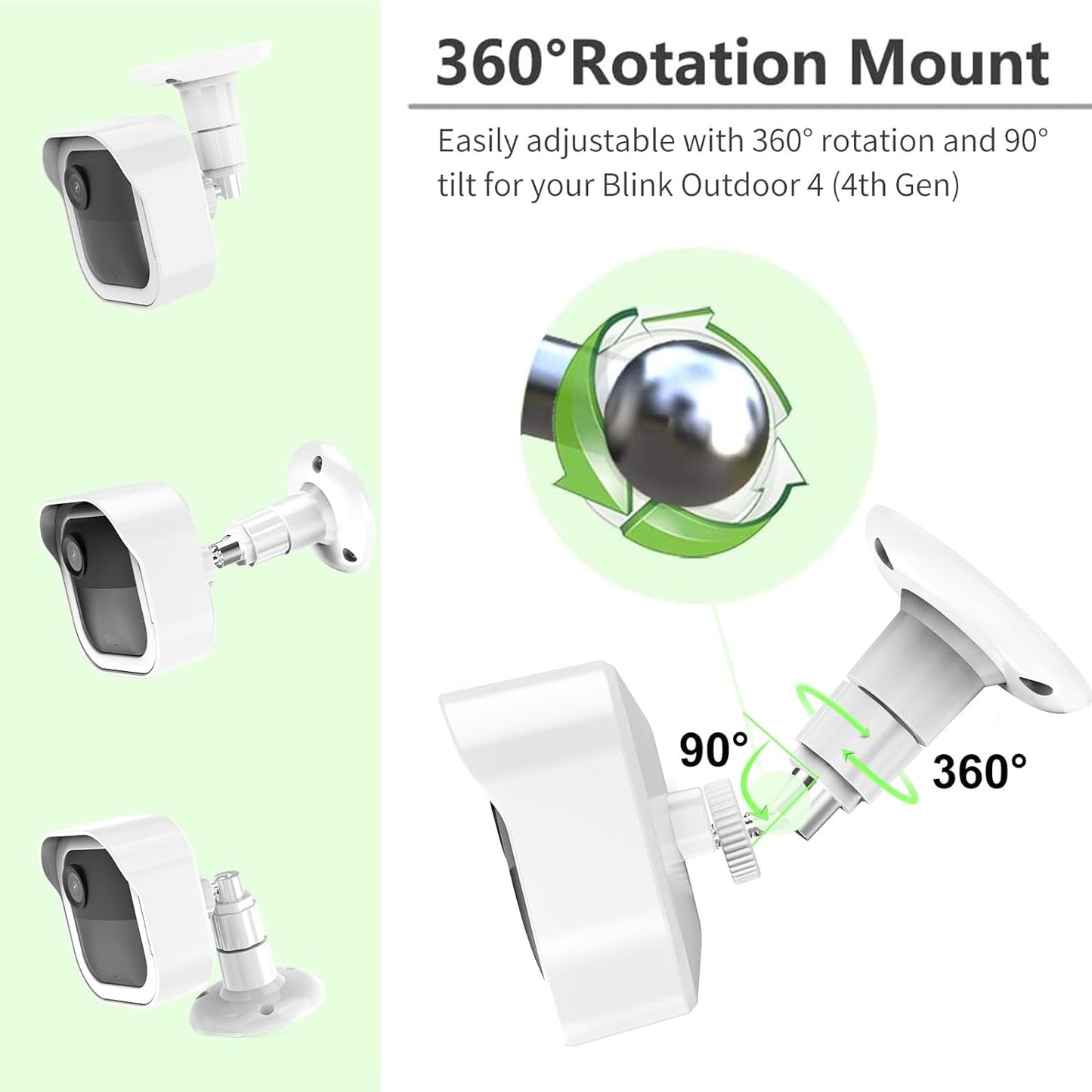 All-New Blink Outdoor 4 (4th Gen) Camera Mount, 3 Pack Protective Cover and 360 Degree Adjustable Mount with Blink Sync Module 2 Outlet Mount for Blink Camera Security System (Black)