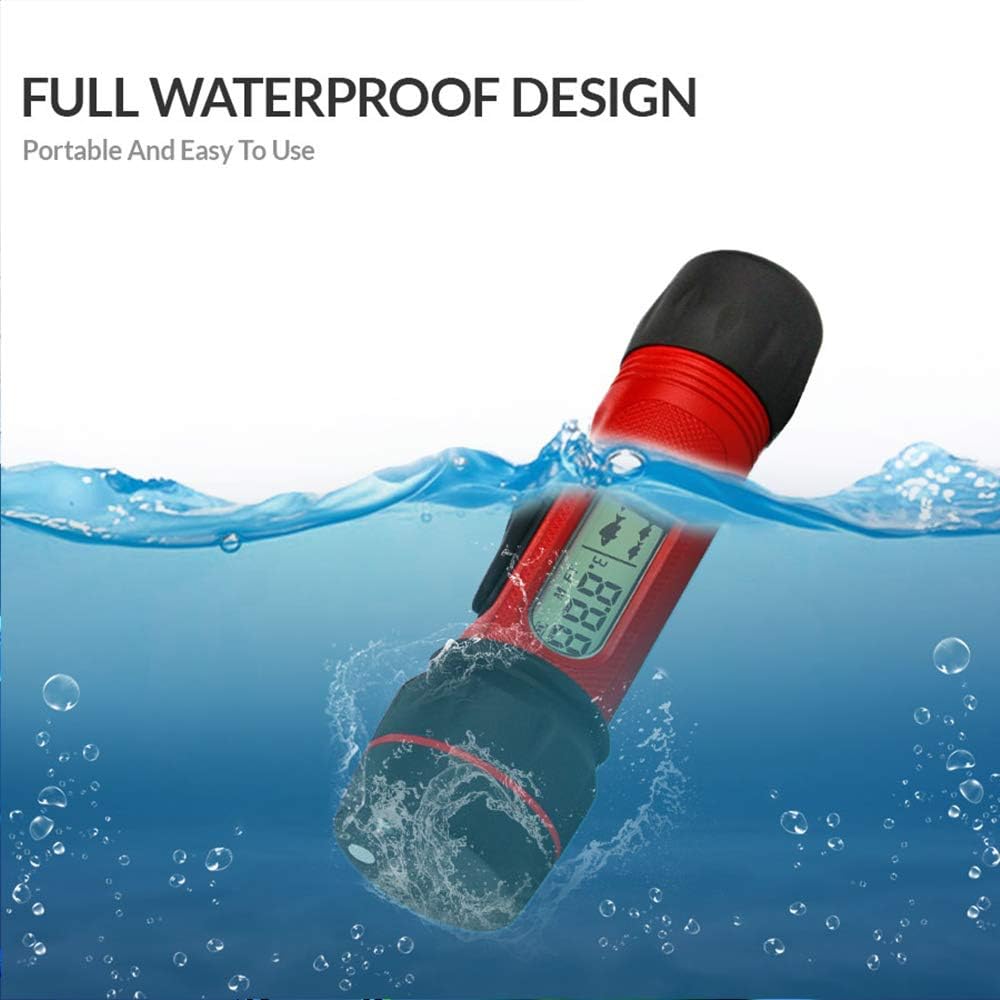 RICANK Depth Finder with Temperature Portable Ice Fish Finder Contour Readout Fish Depth Finder Handheld Fishfinder Depth Readout LCD Display Fish Detector Device Lake Sea Boat Kayak River Fishing