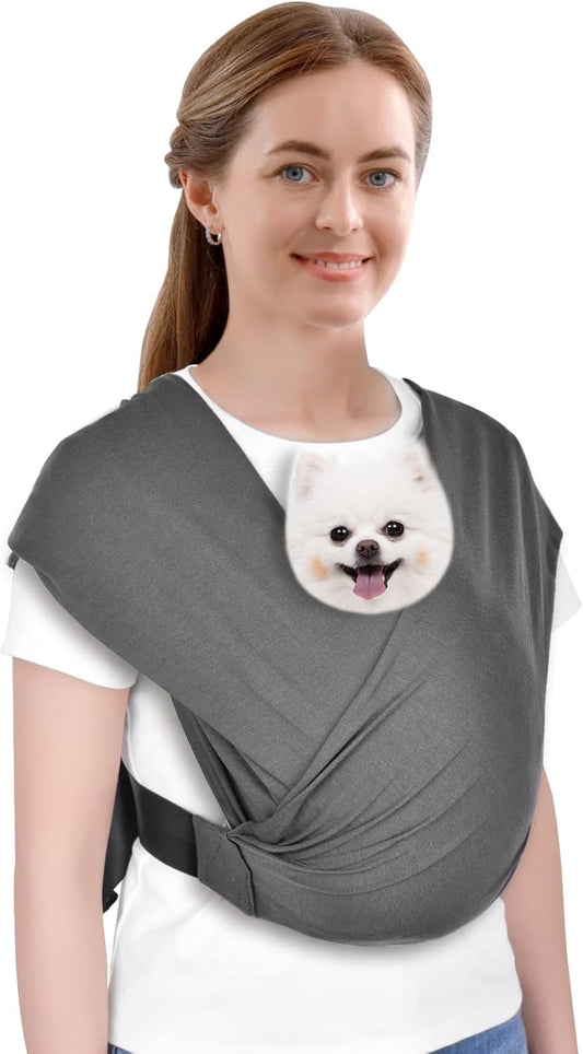 CUBY Swaddle Dog Sling Carrier for Small Dogs, Front Pet Sling Carrie Chest, Hands Free Adjustable Cat Slings Carrier Soft Cotton Reducing Pain Puppy SlingCarrier for Small Pets Up to 11lb (Grey)