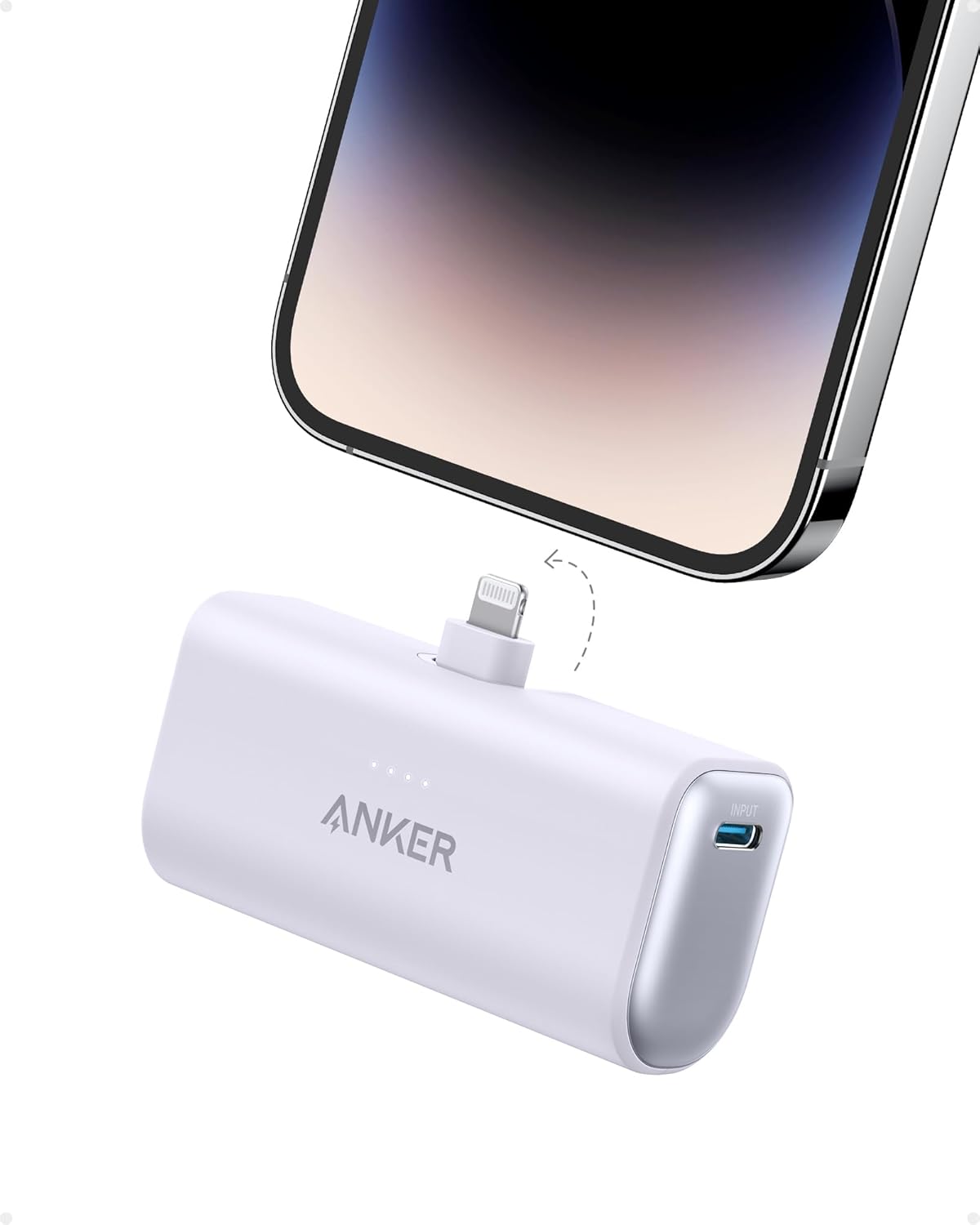Anker Portable Charger with Built-in Lightning Connector, 5,000mAh MFi Certified 12W Portable Charger, Compatible with iPhone 14/14 Pro / 14 Plus / 14 Pro Max, iPhone 13 and 12 Series
