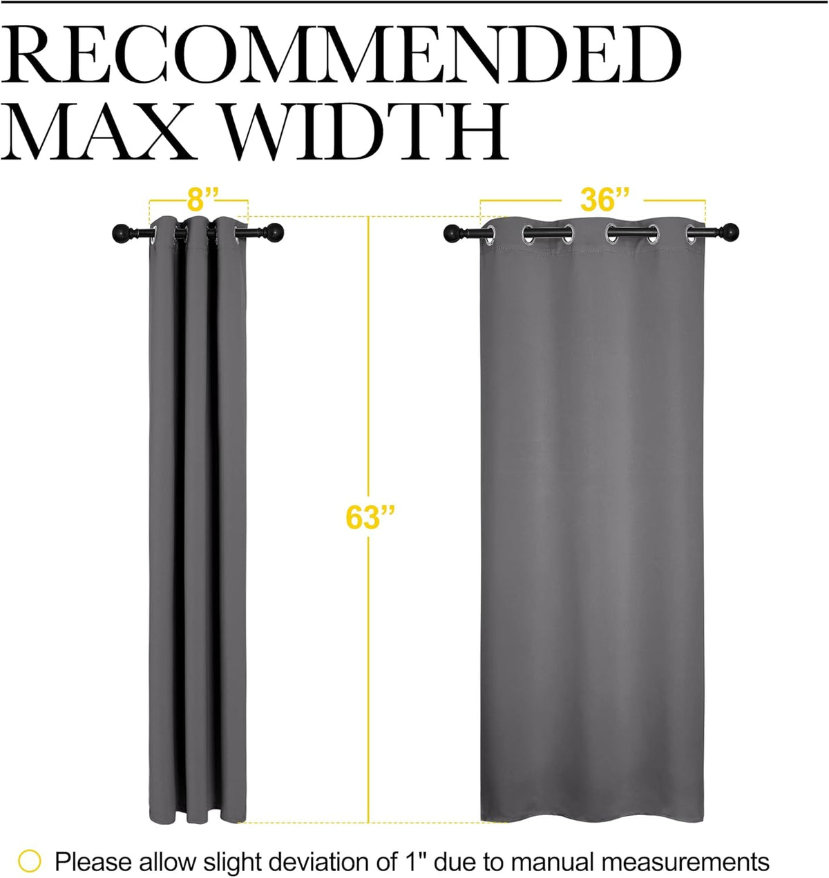 NICETOWN Blackout Curtains 2 Panels for Bedroom- Thermal Insulated Grommet Blackout Curtains 63 Inches Long for Living Room/Kitchen Rideaux occultants (2 Panels, W42 x L63 -Inch,Grey) - PuriLite