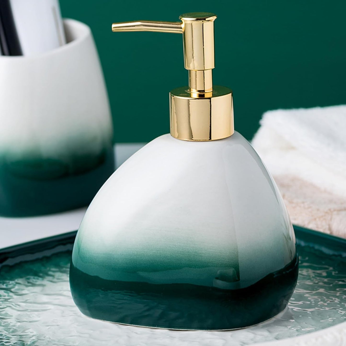 White Bathroom Accessories Set,Modern Countertop Bathroom Decor,Luxury 6 Piece Bathroom Accessory Set,Complete with Soap Dispenser,Toothbrush Holder,Tumbler,Tray