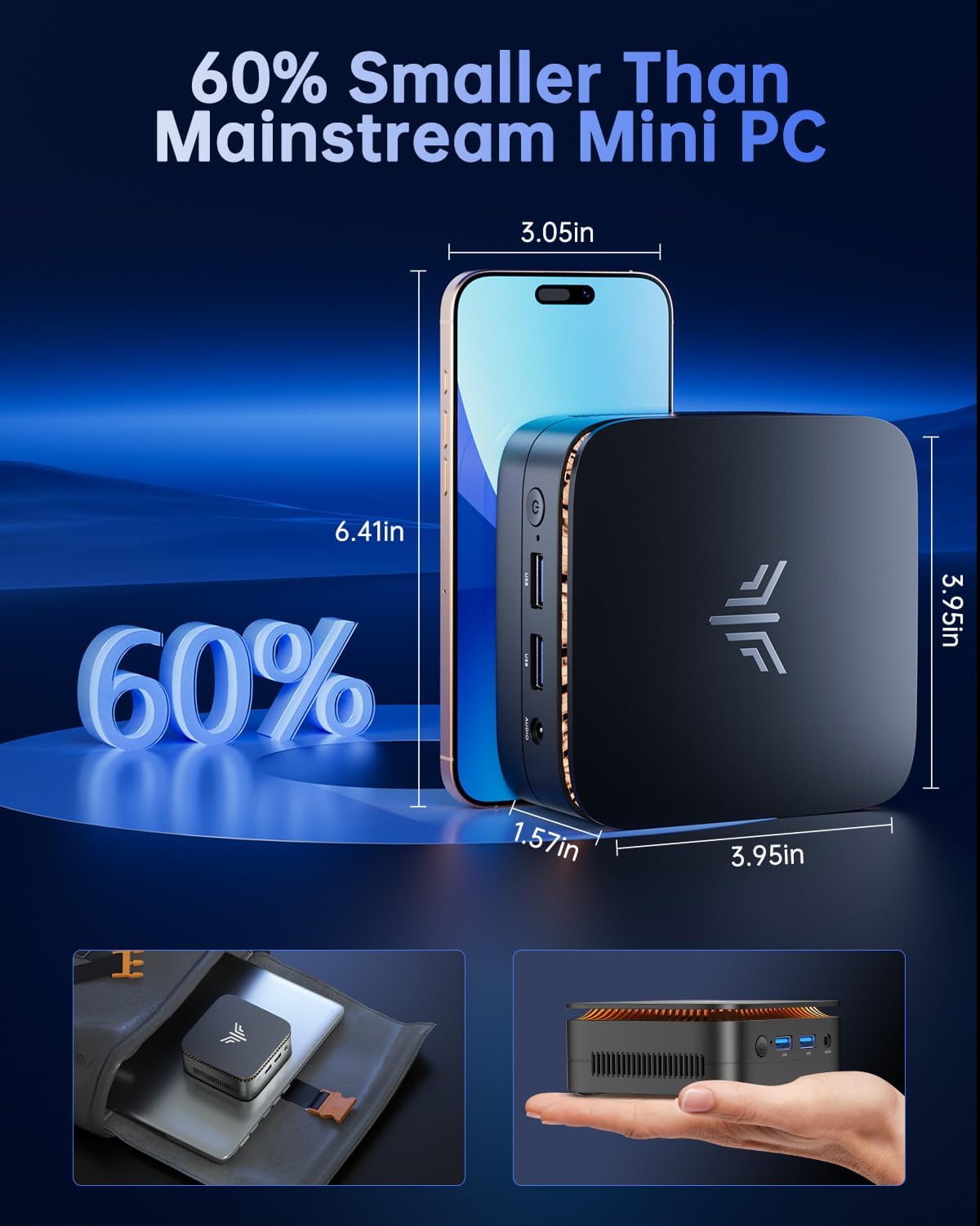 KAMRUI AK1PLUS Mini PC W-11 Pro, 12th Gen N95 Processor (up to 3.4GHz), Mini Desktop Computers with 16GB RAM 512GB M.2 2.5" SSD, Mini Computer Support Dual 4K UHD for Home Business Office