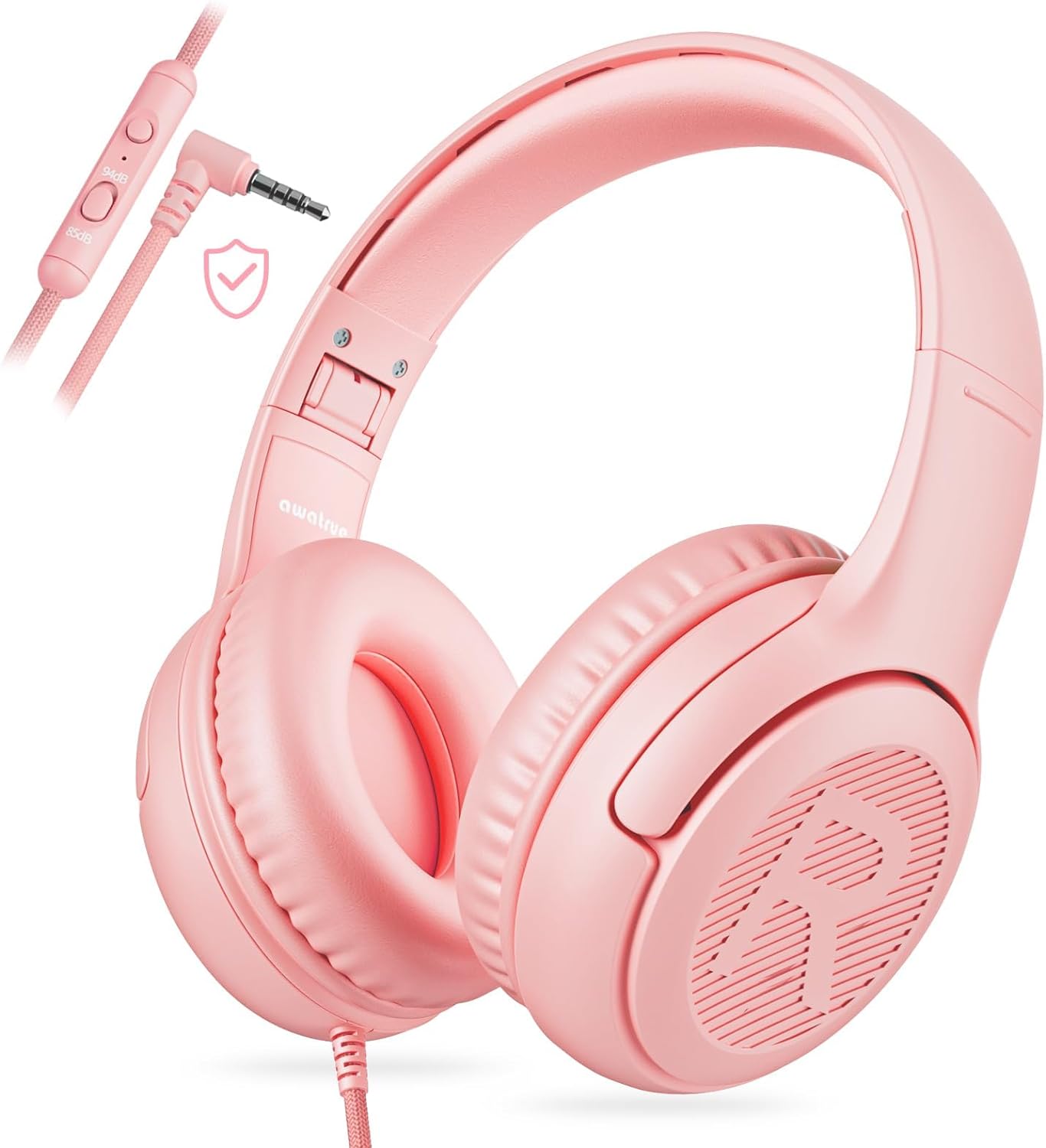 awatrue Kids Headphones with Microphone, Wired Headphones for Kids 85/94dB Safe Volume Limit, Over Ear Headsets, Boys Girls Childrens Headphones for School/Travel/Fire Tablet/BlueOrange