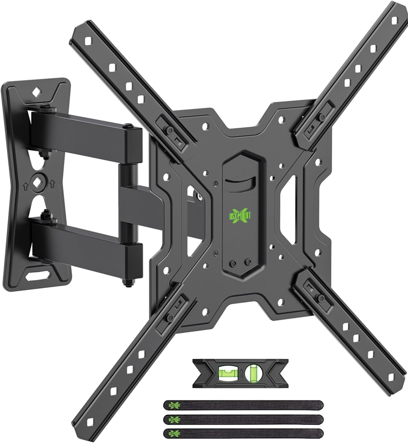 USX MOUNT Full Motion TV Wall Mount for 26-55 Inch TVs up to 77 Lbs, Articulating TV Mount with Perfect Center Design, Single Stud Wall Mount TV Bracket, Max VESA 400x400mm
