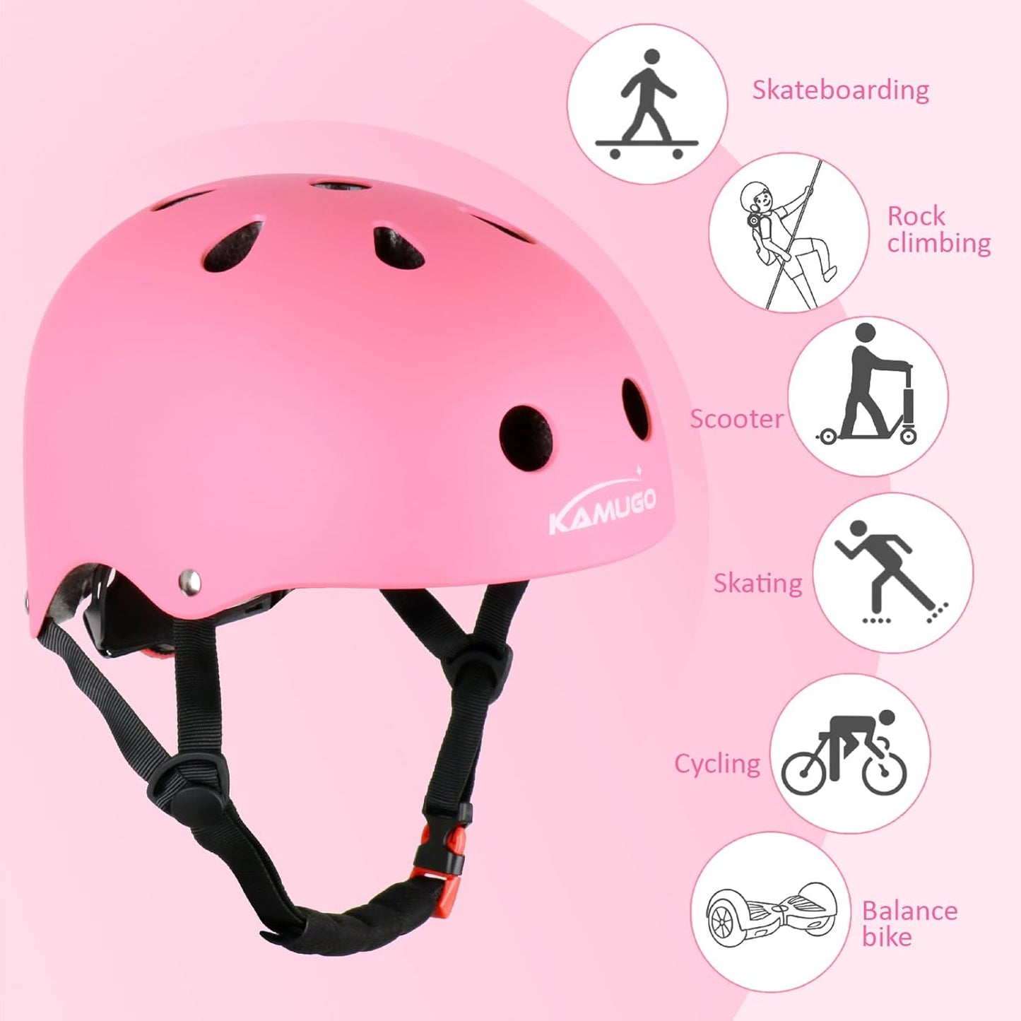 KAMUGO Kids Adjustable Helmet, Suitable for Toddler Kids Ages 3-8 Boys Girls, Multi-Sport Safety Cycling Skating Scooter Helmet
