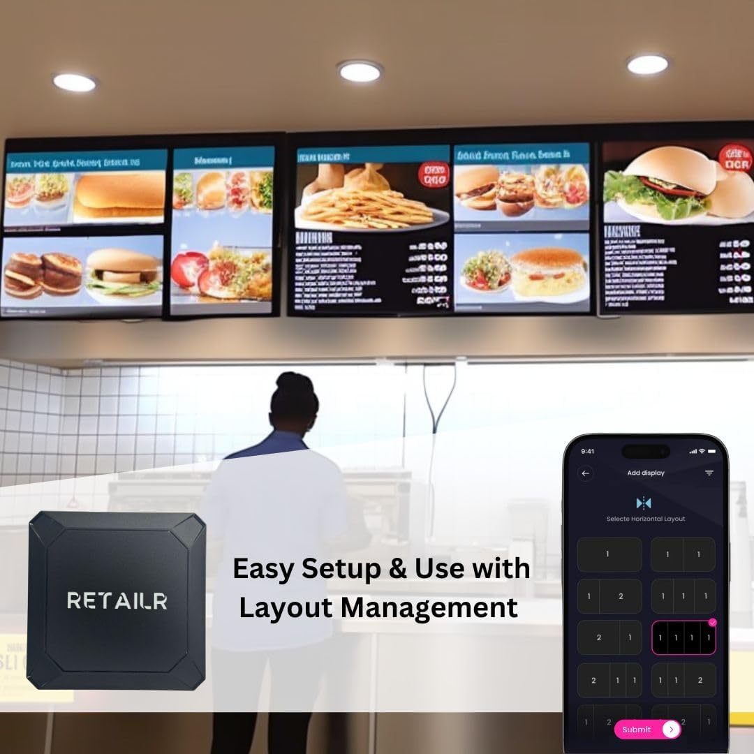 Digital Signage Player, Cloud-Based Content Management System with Mobile App Control by Retailr