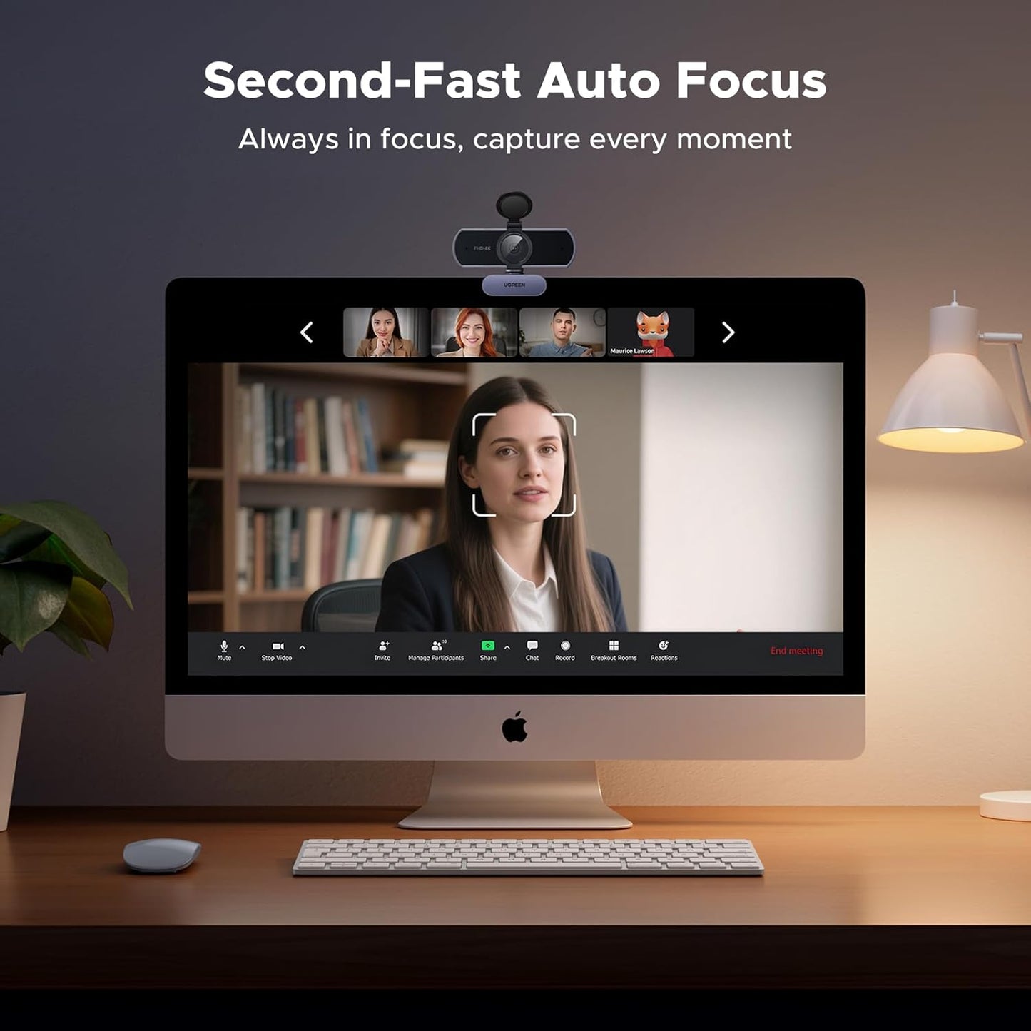 UGREEN 4K Webcam for PC Ultra HD 1080P 60FPS Web Camera with Microphone, Privacy Cover, 70° Fov, PDAF Autofocus, USB A and USB C Adapter, Plug & Play, for Streaming, Conference, Zoom