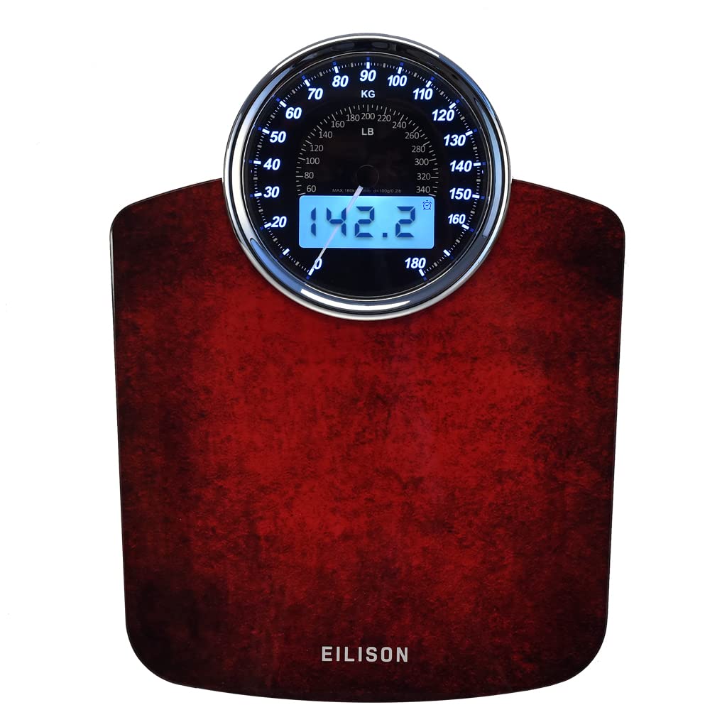 EILISON Highly Advance 2-in-1 Digital & Analog Weighing Scale for Body Weight-400lbs, 4 High Precison GX Sensor Accurate, Thick Tempered Glass, Extra Large Display (White)