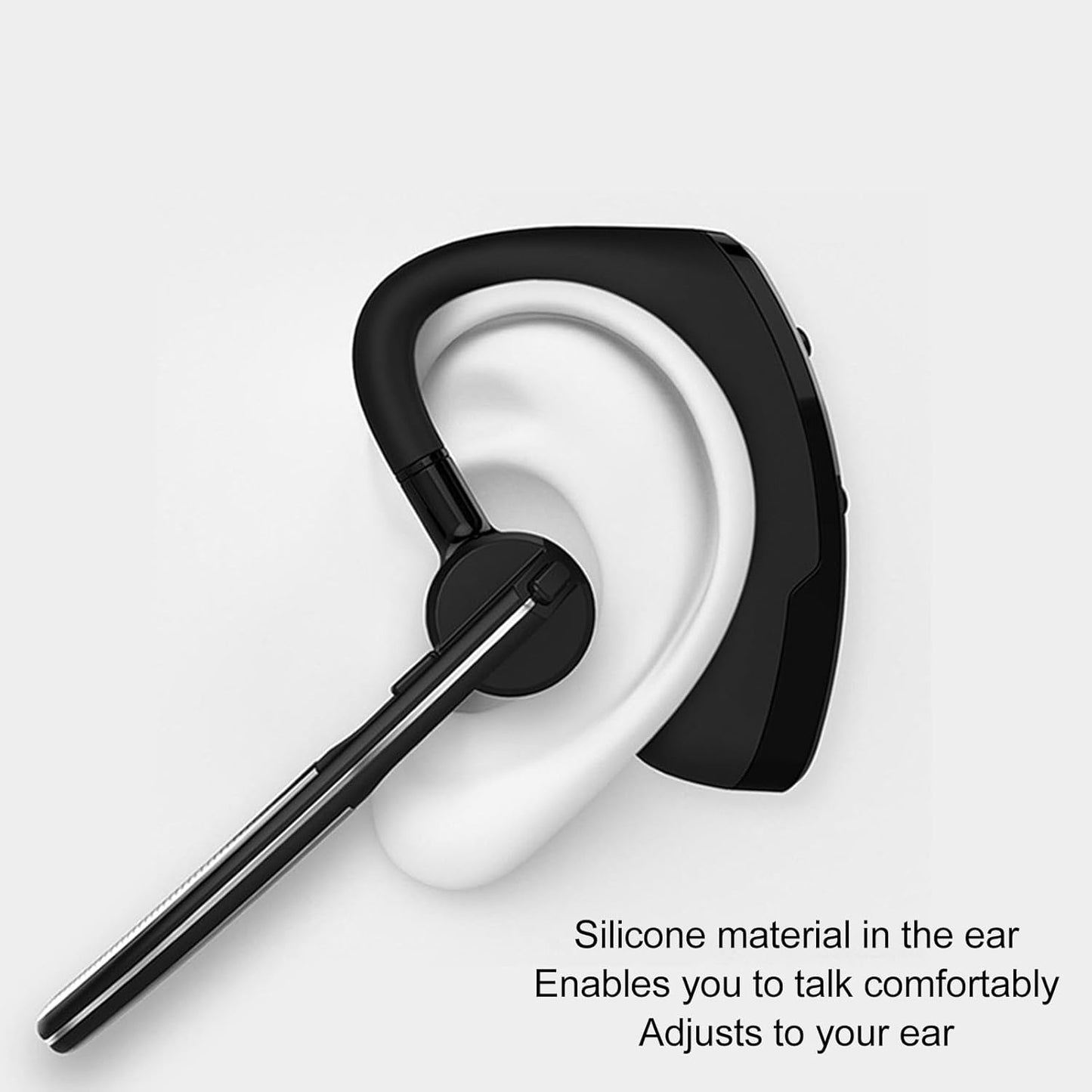 BT Earpiece, Cordless Handsfree Headset with Microphone, Noise Cancelling Single Ear Headset, Driving BT Headset for Phone Business Office Cell Phone